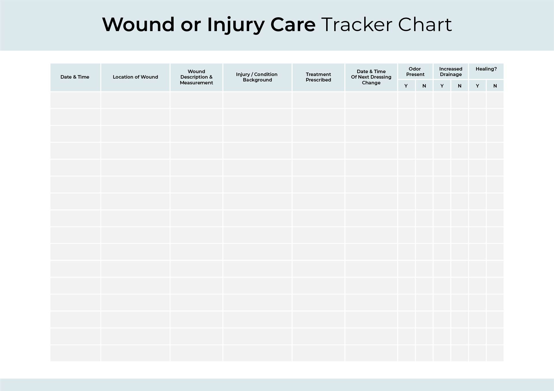 Wound Care Flow Sheet Template