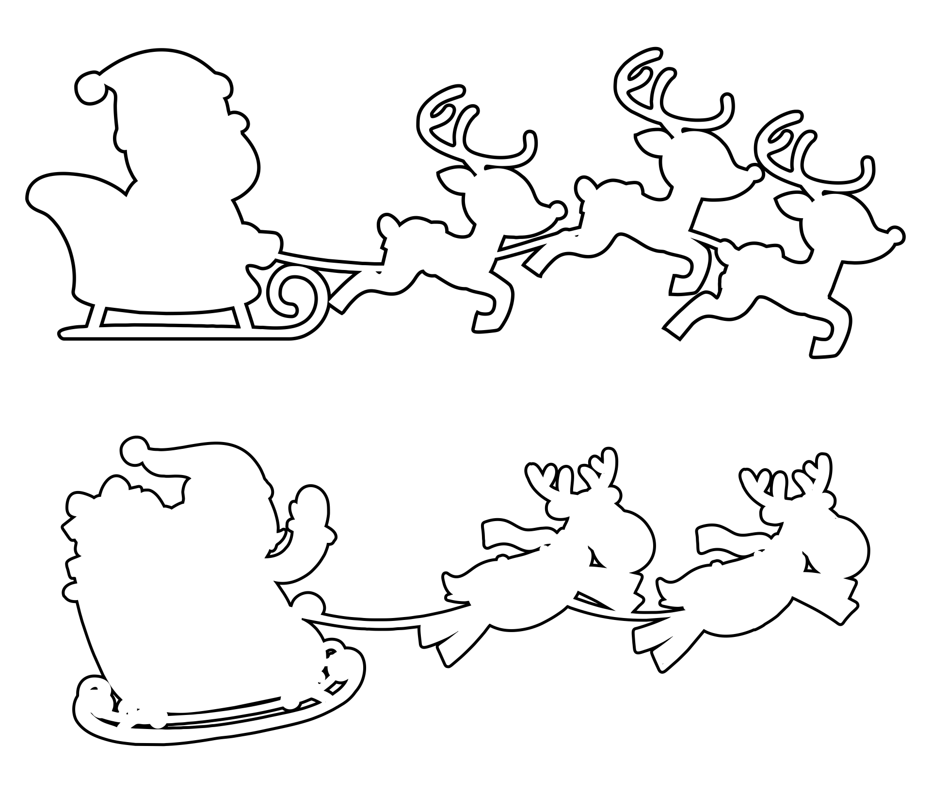 Printable Santa Sleigh and Reindeer