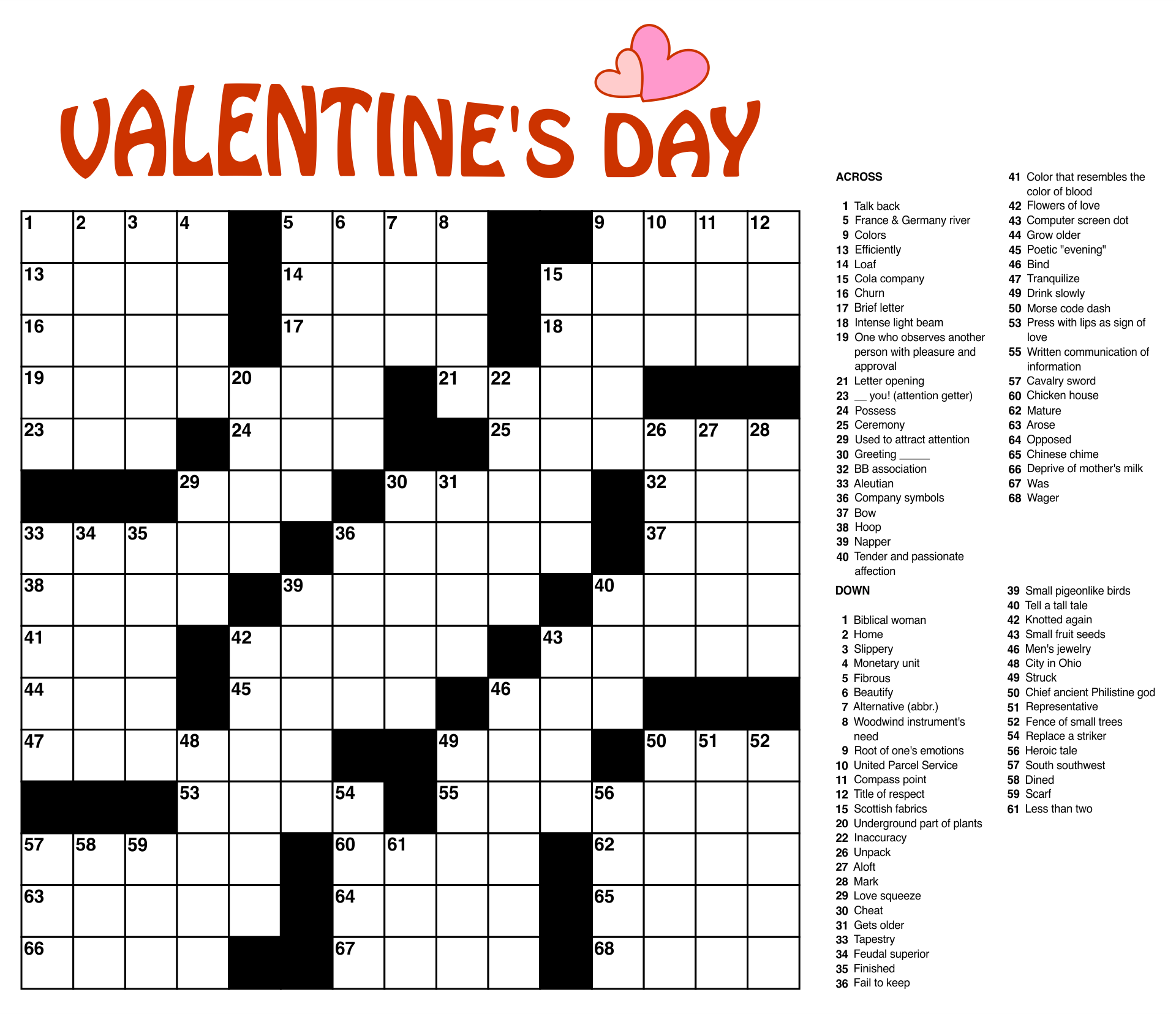 10 best large print easy crossword puzzles printable printableecom