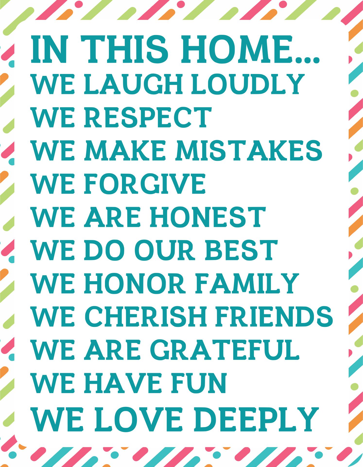 Family Rules Printable