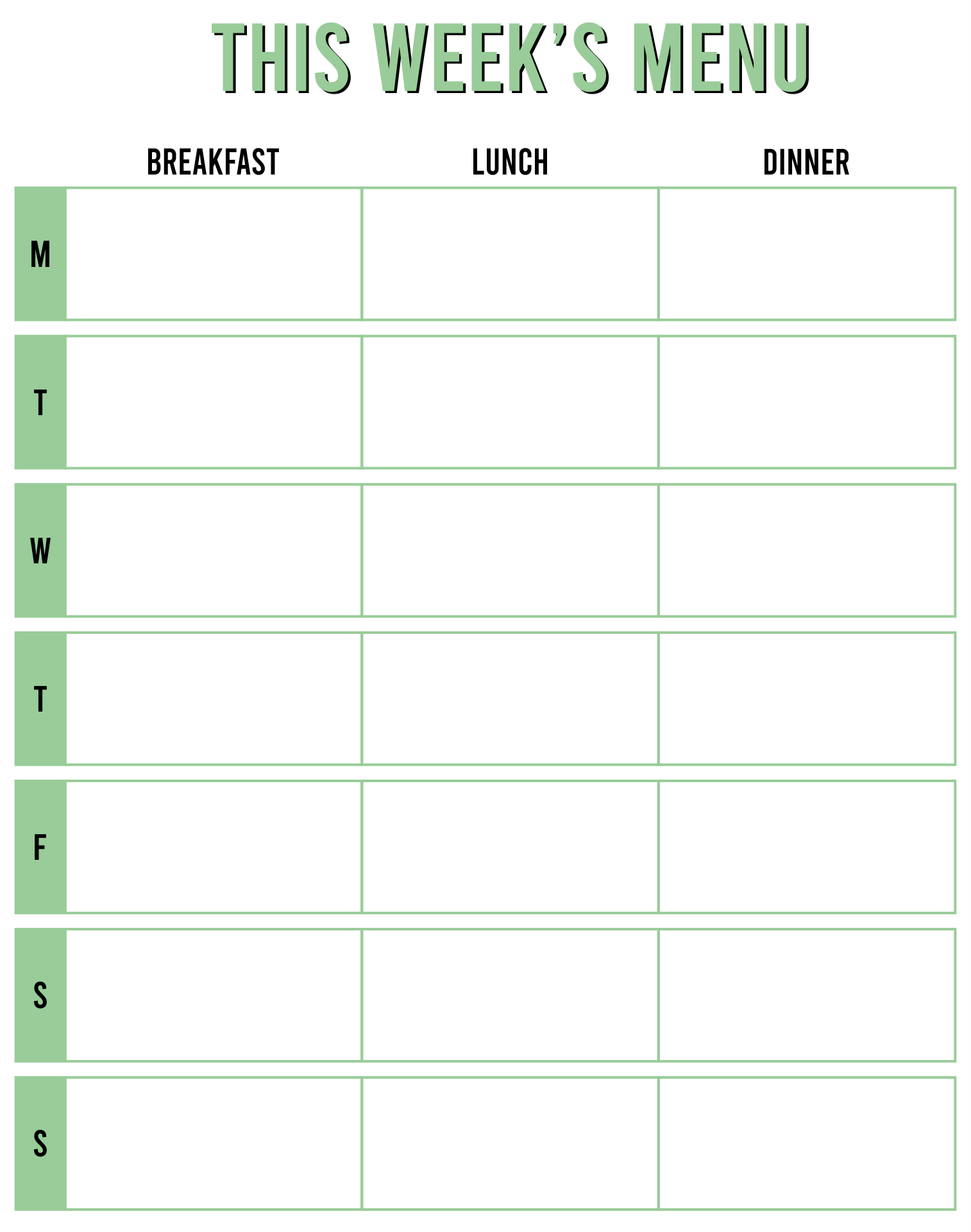  Printable Blank Menu for Day Care