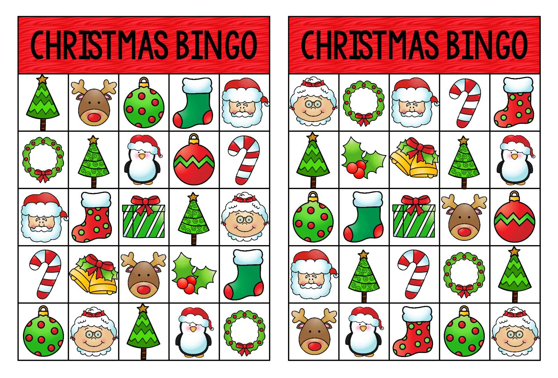 50 Printable Christmas Bingo Cards Free