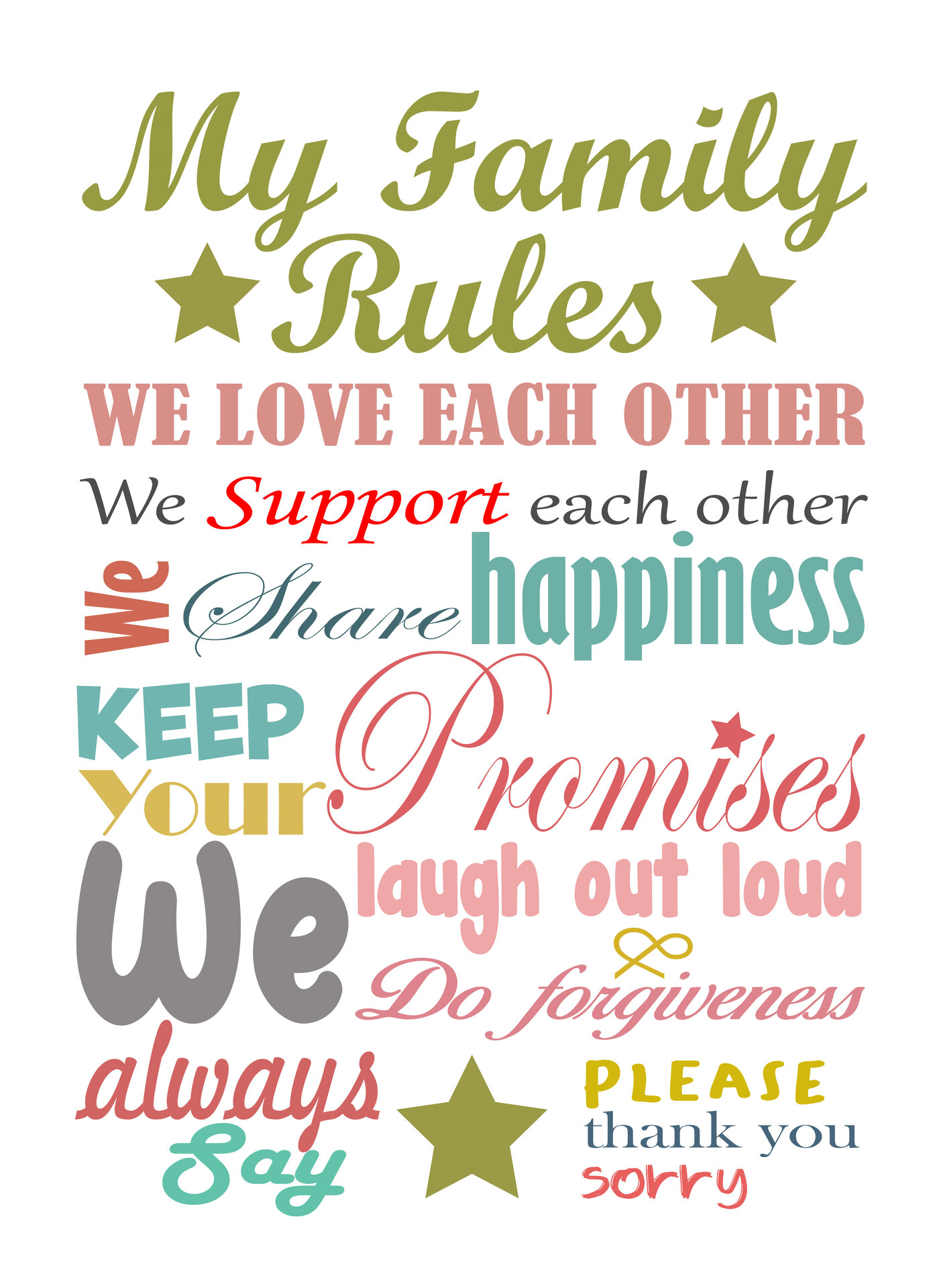 Printable Household Rules