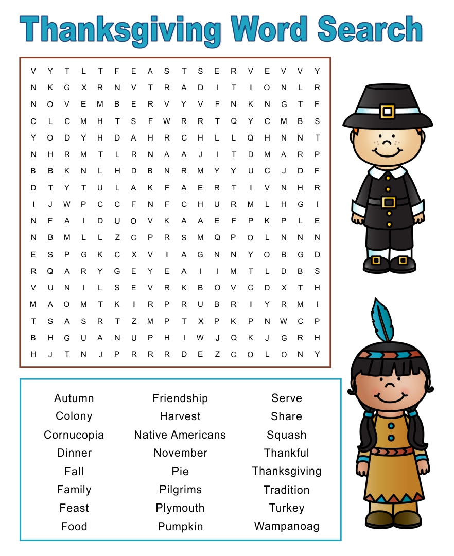 Free Printable Thanksgiving Word Searches