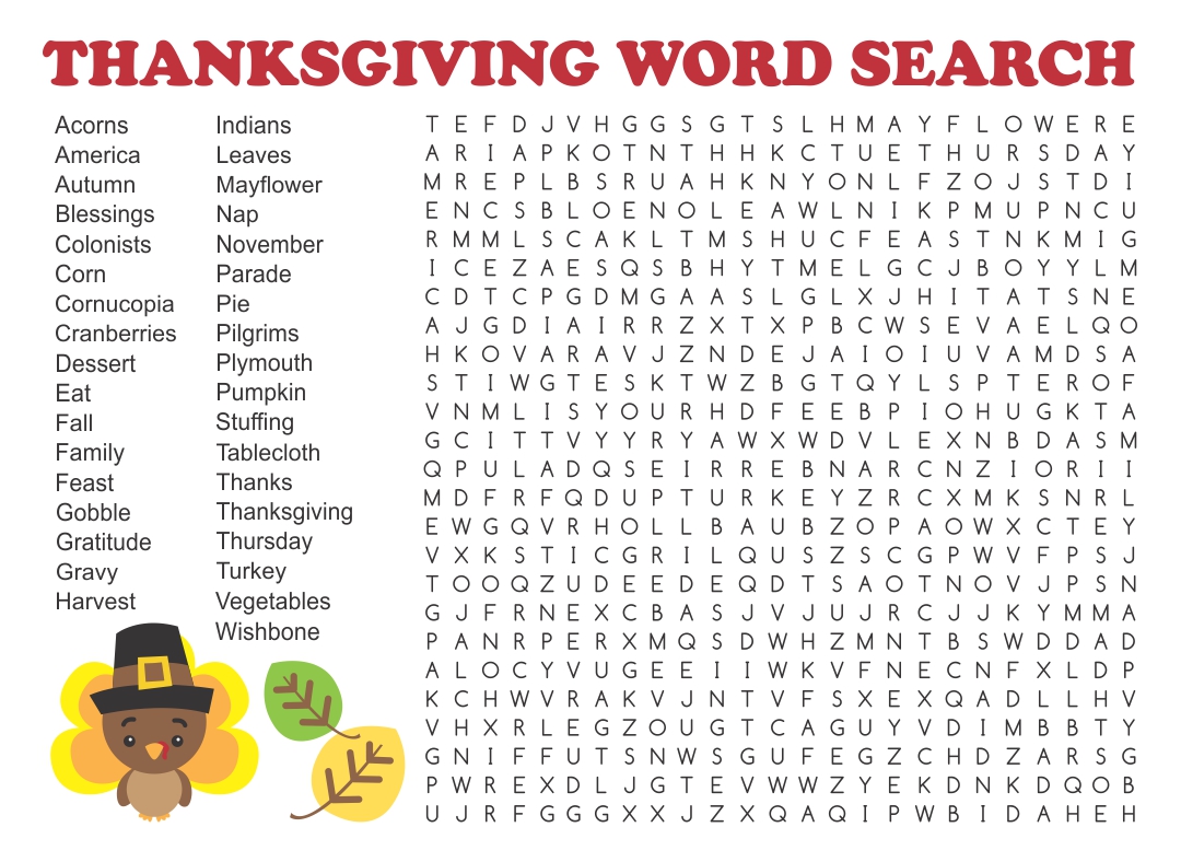 10 Best Printable Thanksgiving Word Search Difficult Printablee