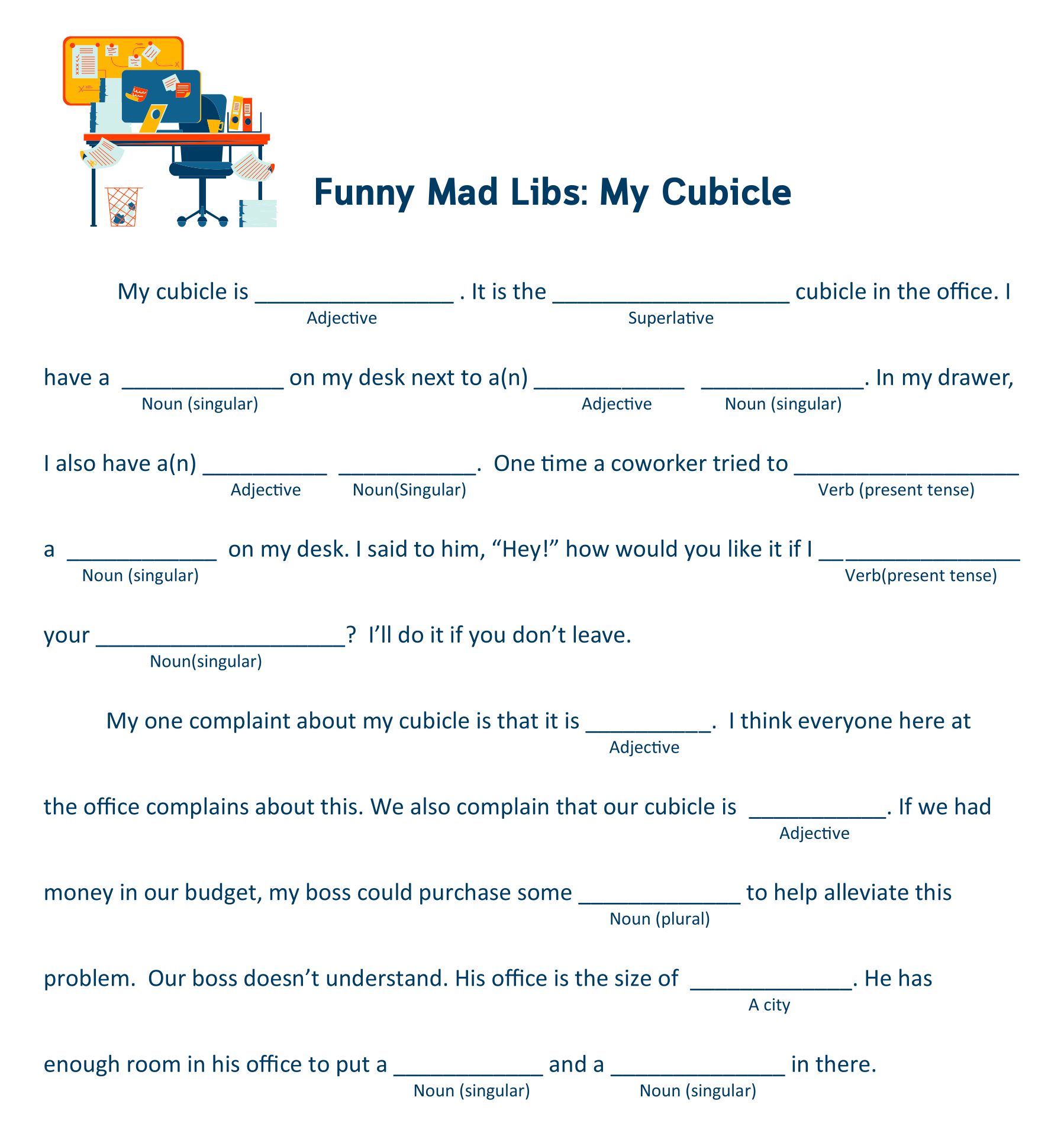 Office Mad Libs Printable