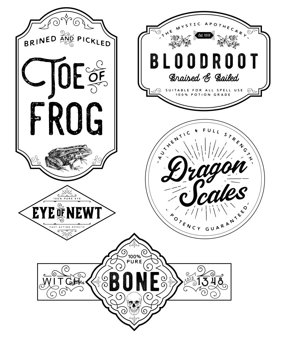 Printable Halloween Bottle Potion Labels