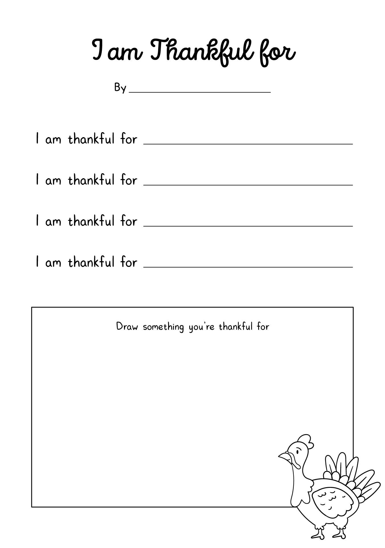 I AM Thankful Printable Worksheets