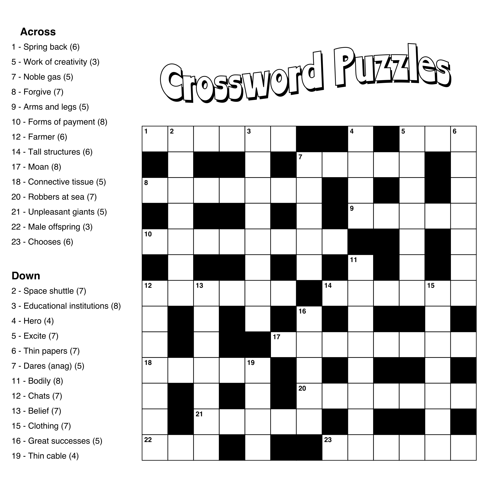 6 Best Large Print Easy Crossword Puzzles Printable ...