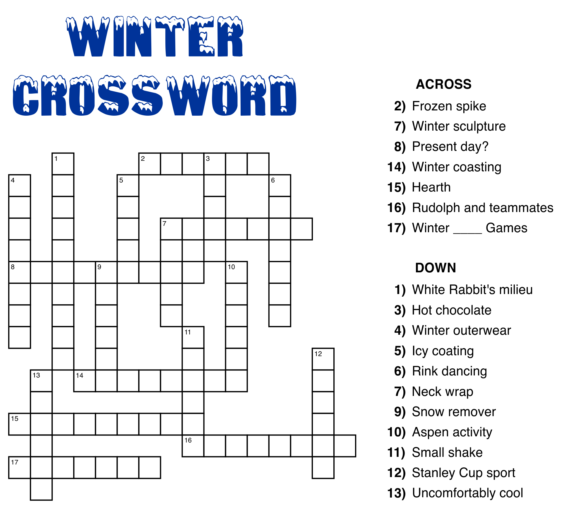 Easy Free Printable Crossword Puzzles