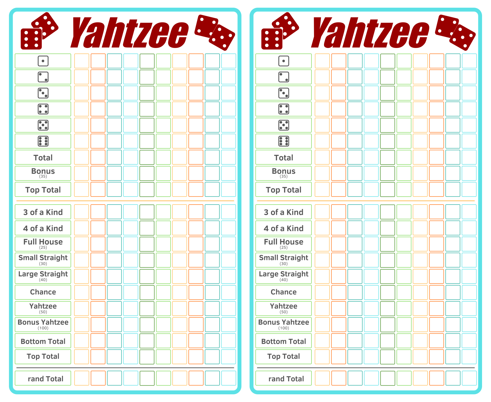 10 best large printable yahtzee score sheets printableecom