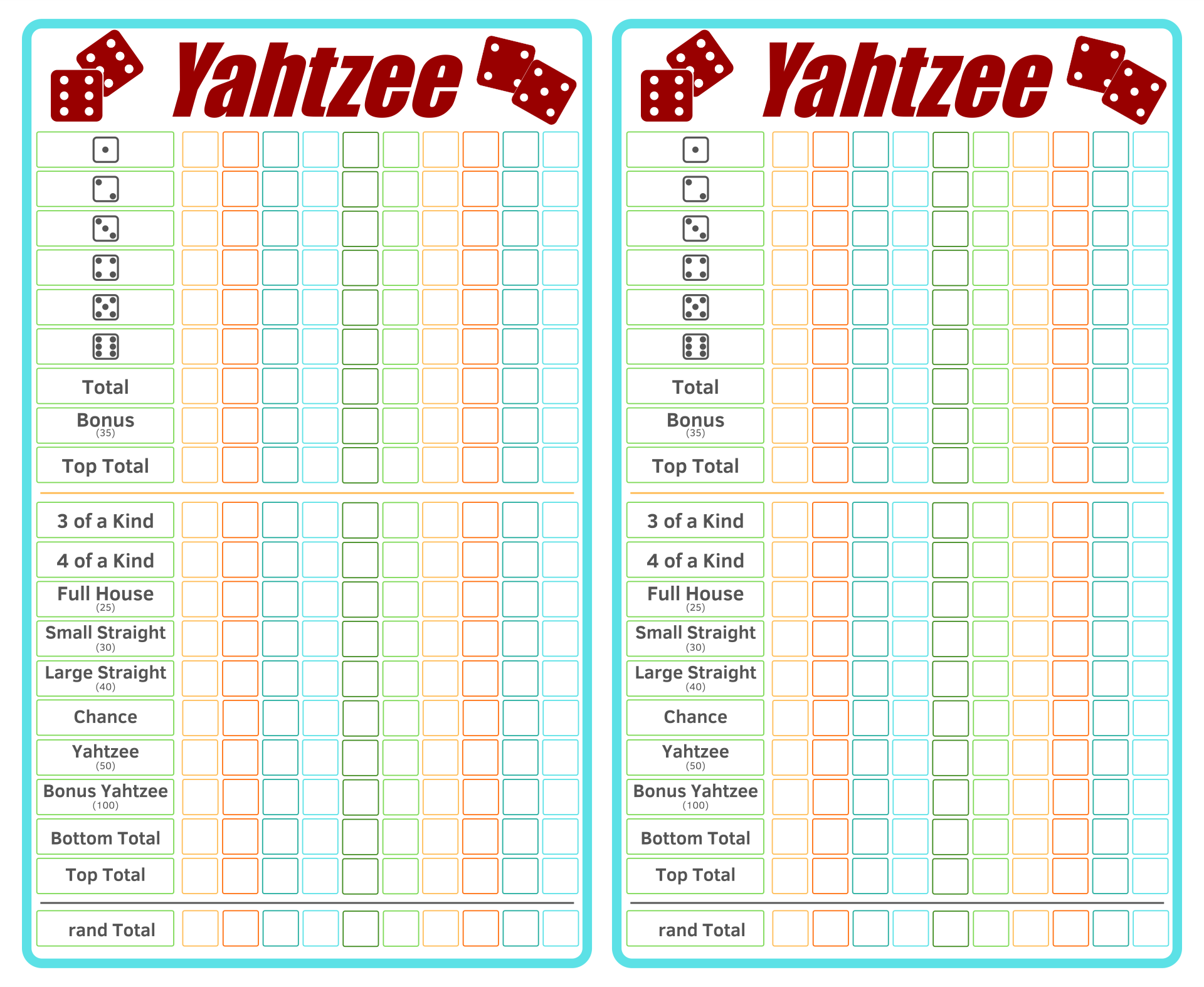 10 best large printable yahtzee score sheets printablee com