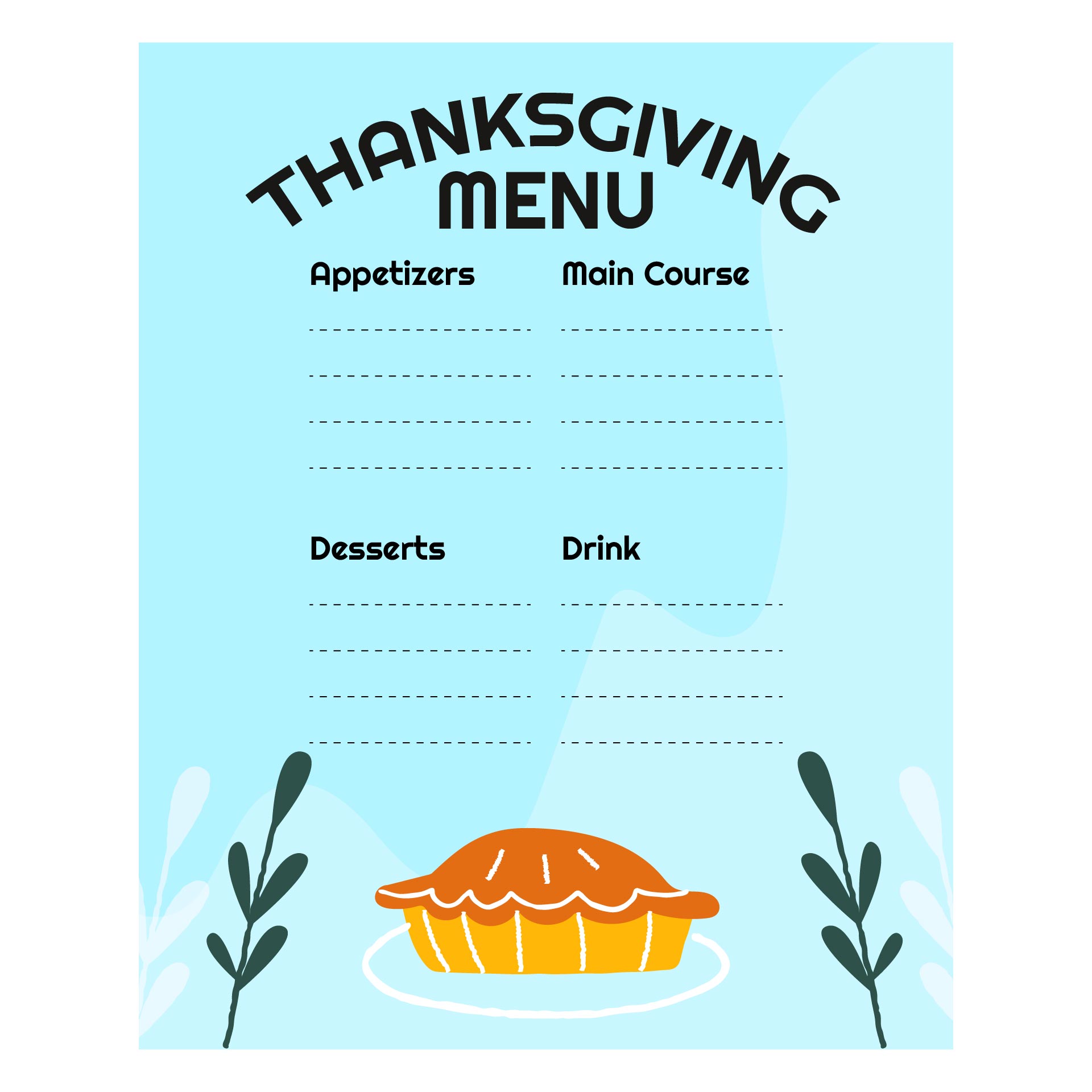 10 Best Printable Thanksgiving Menu PDF for Free at Printablee