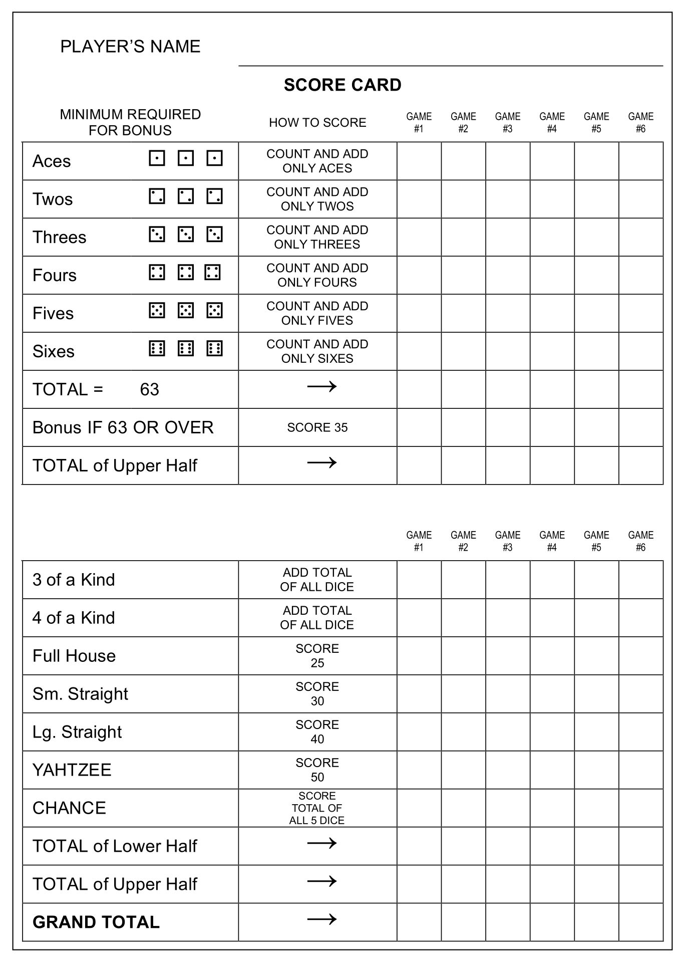 10 best large printable yahtzee score sheets printablee com