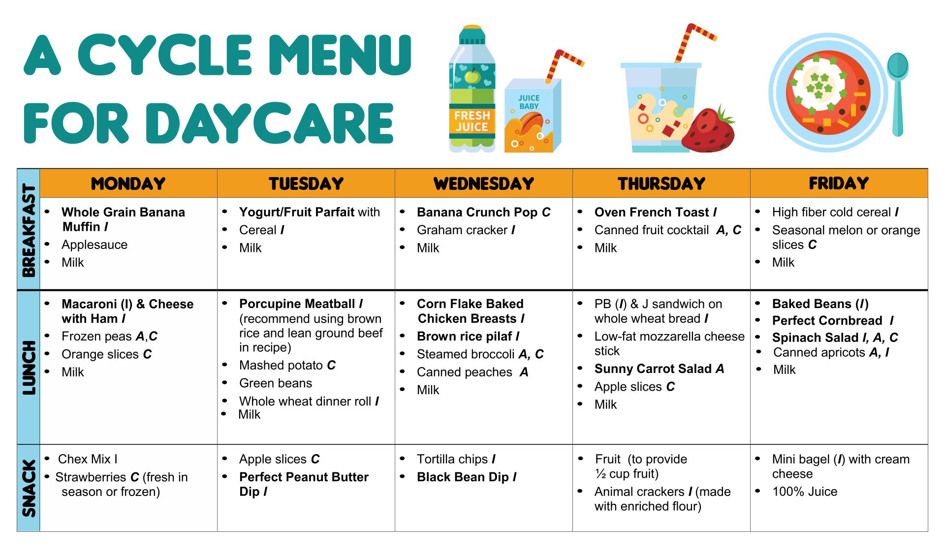10 Best Free Printable Blank Menu For Day Care PDF For Free At Printablee