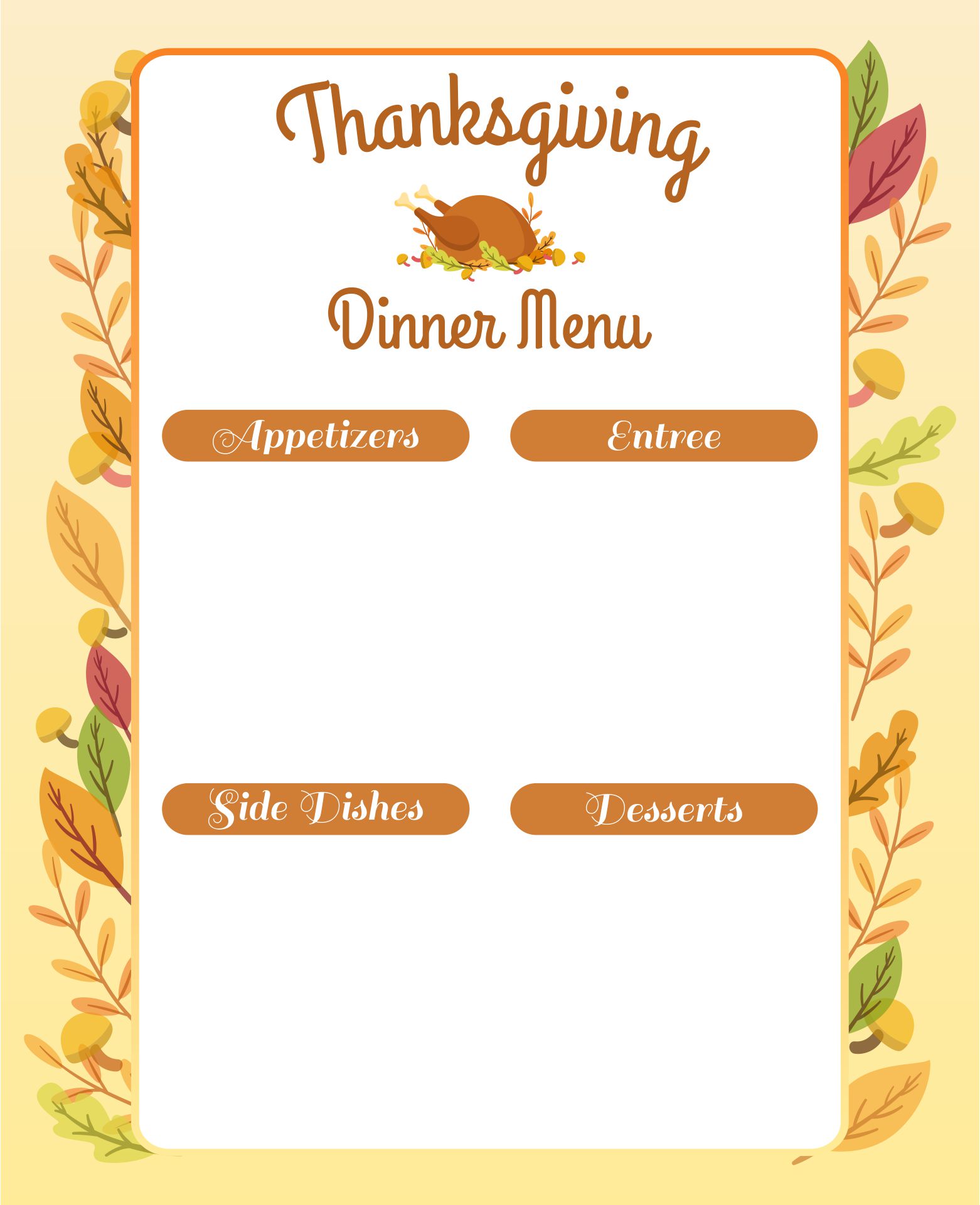 10 Best Printable Thanksgiving Menu PDF for Free at Printablee