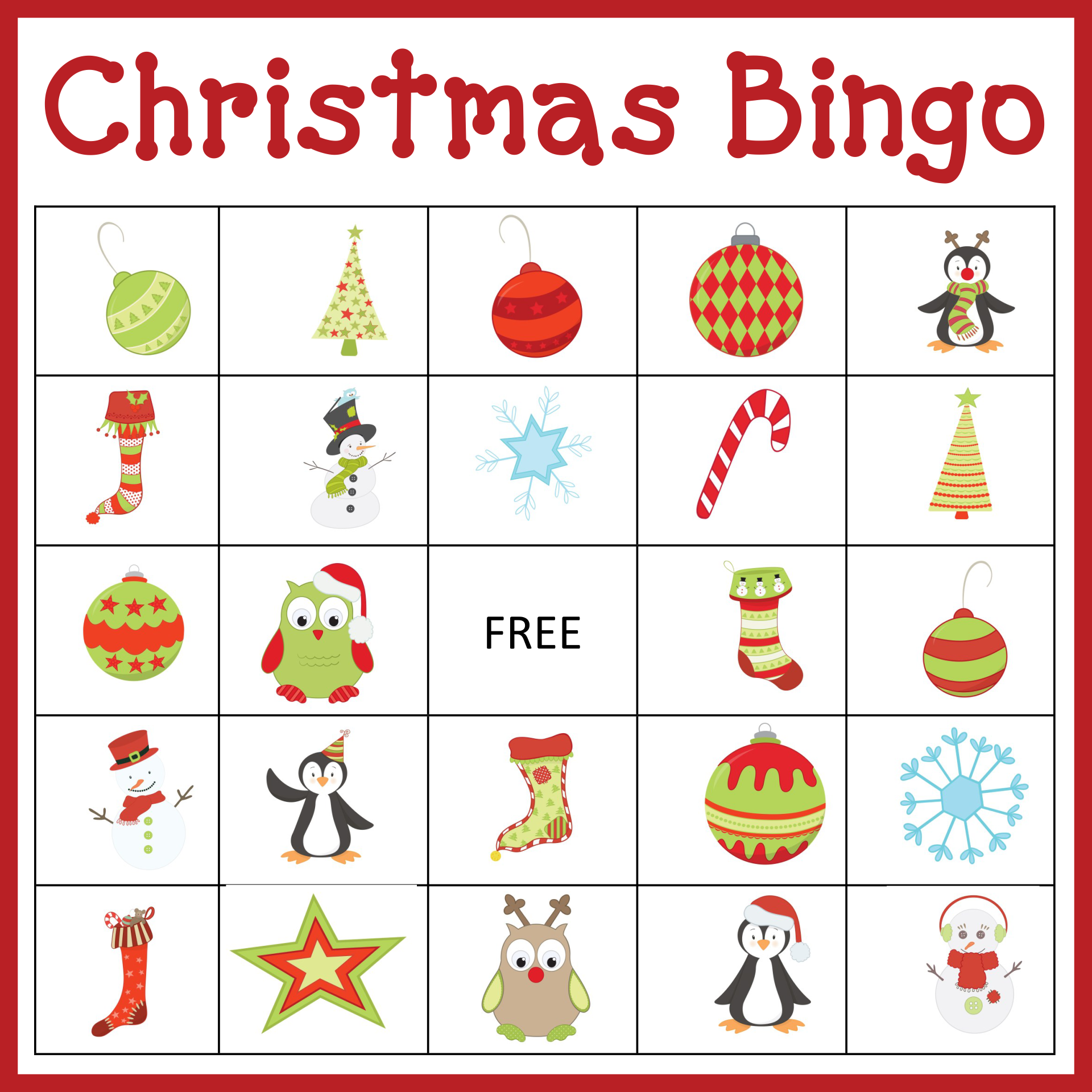 30 Free Printable Christmas Bingo Cards