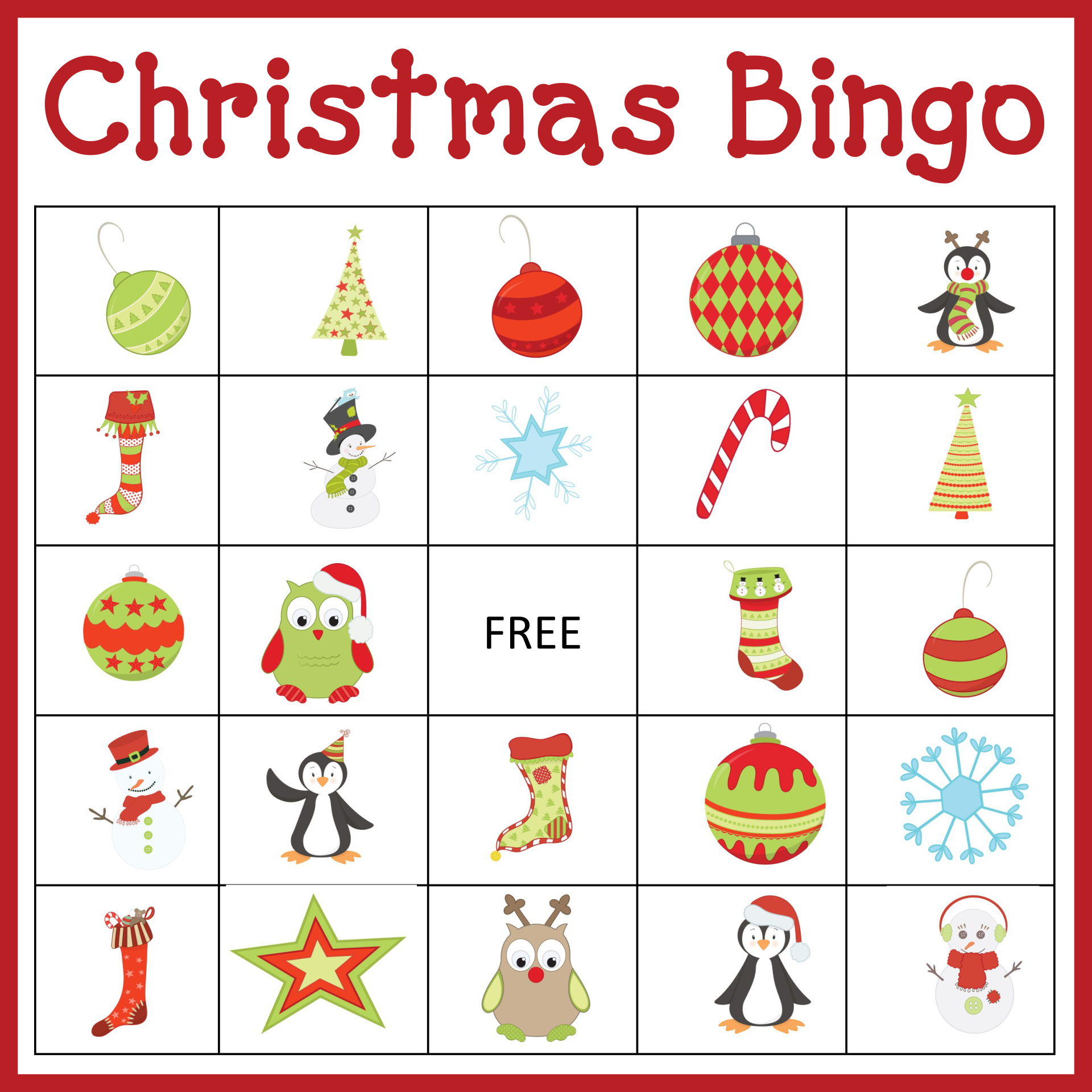 Printable Holiday Bingo Printable Holiday Bingo