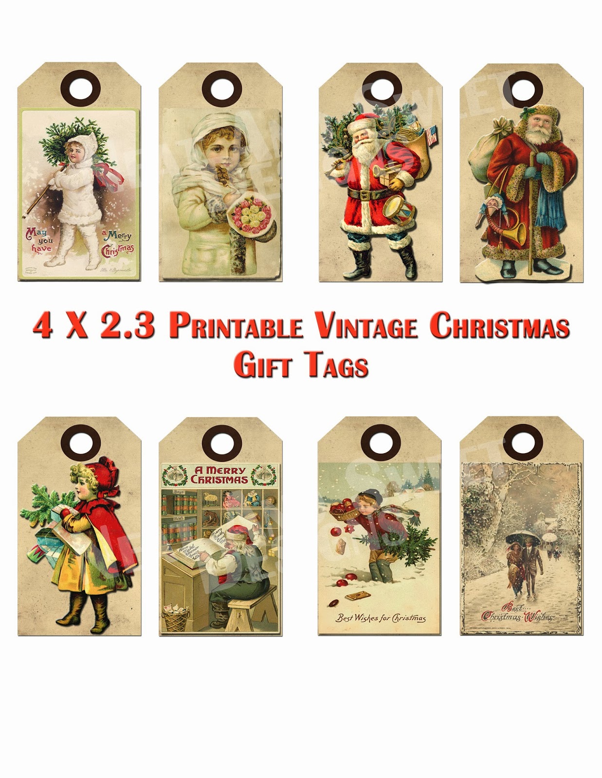 Vintage Christmas Gift Tags Printable