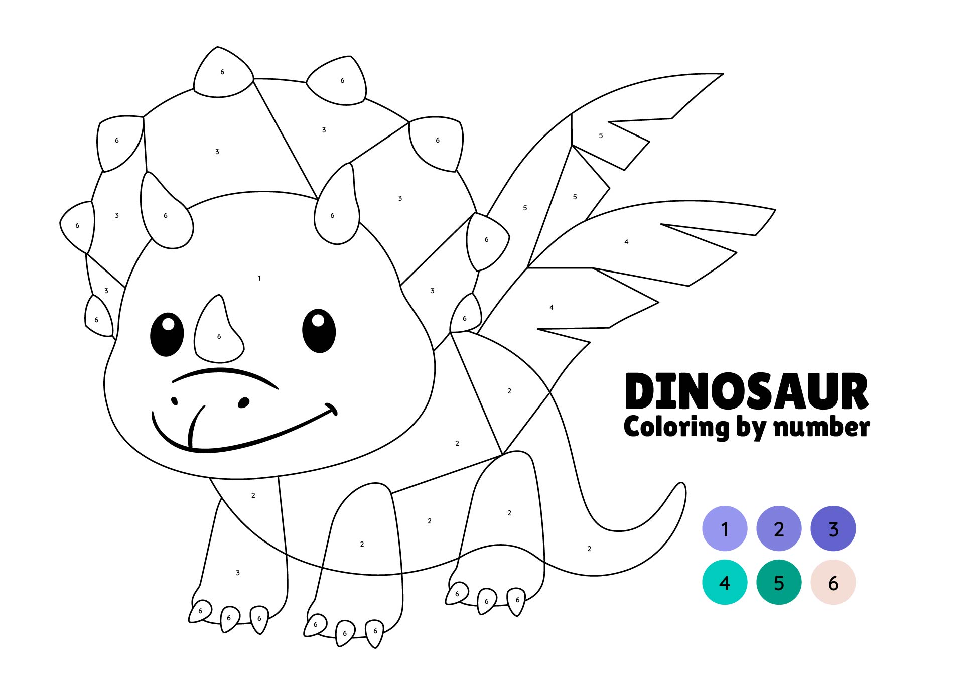 Dinosaur Color by Numbers Printable