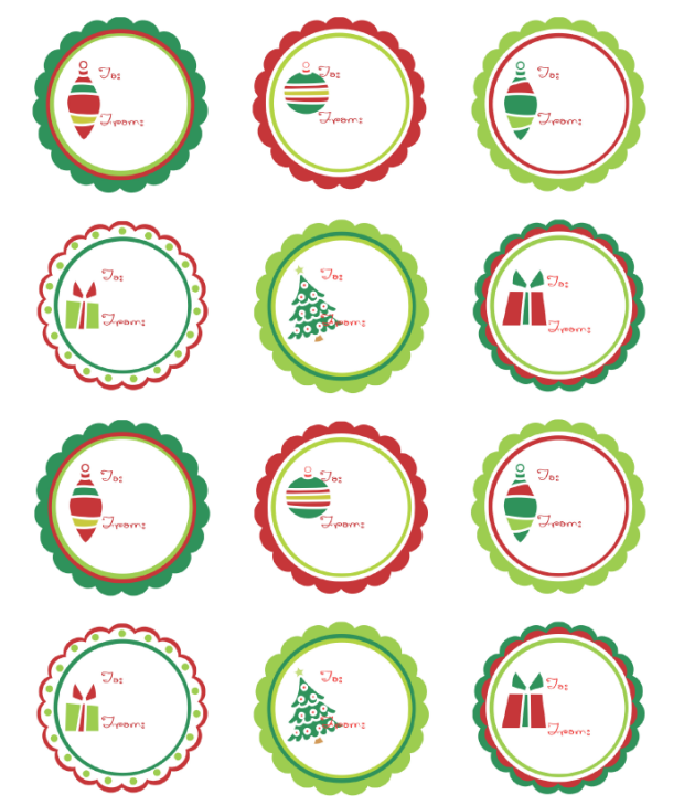 Christmas Labels Round