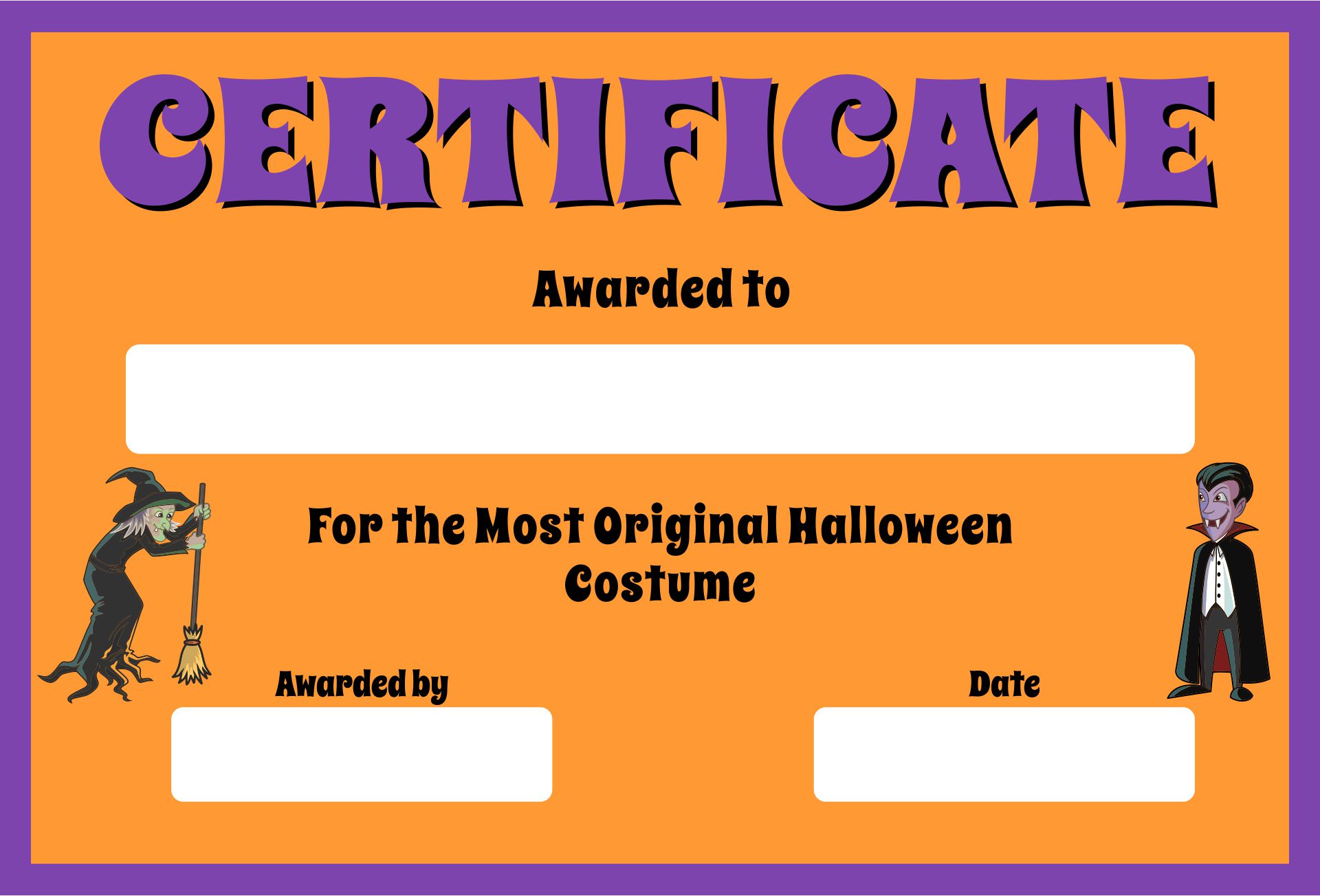 Printable Halloween Certificate Awards Templates