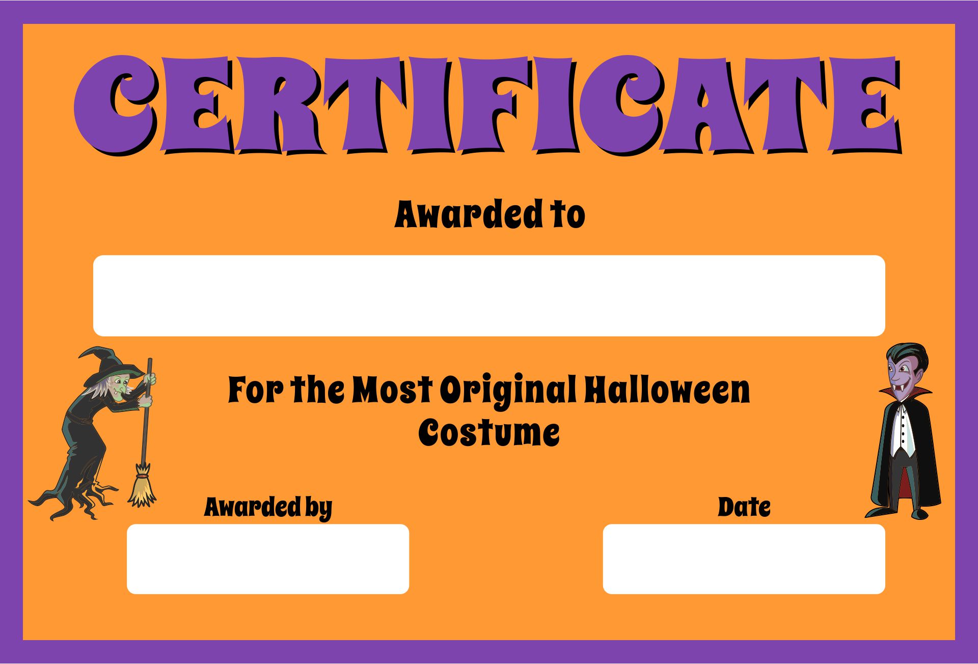 4 Best Free Printable Halloween Certificate Templates - printablee.com