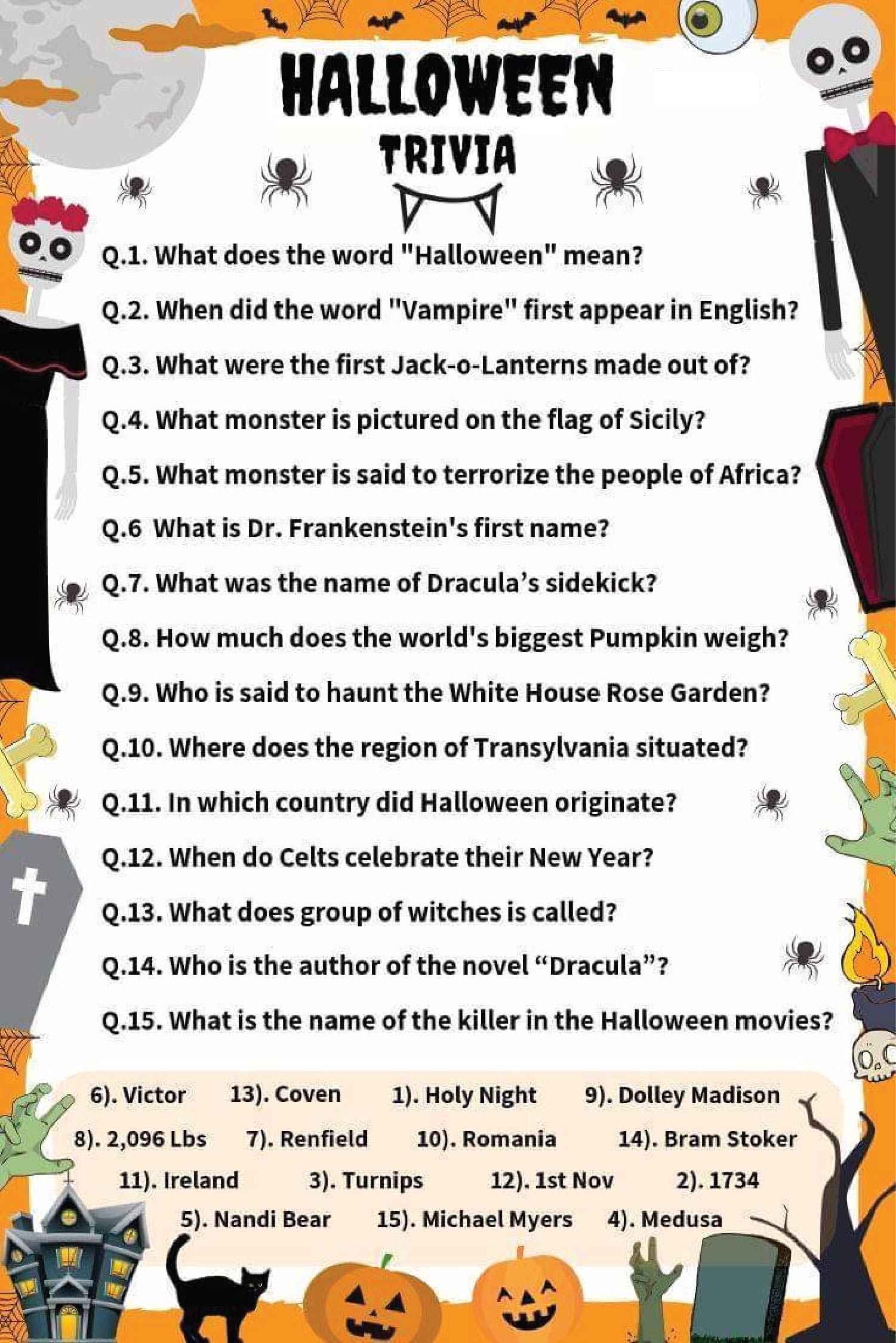 10 Best Halloween Movie Trivia Printable Printablee Com