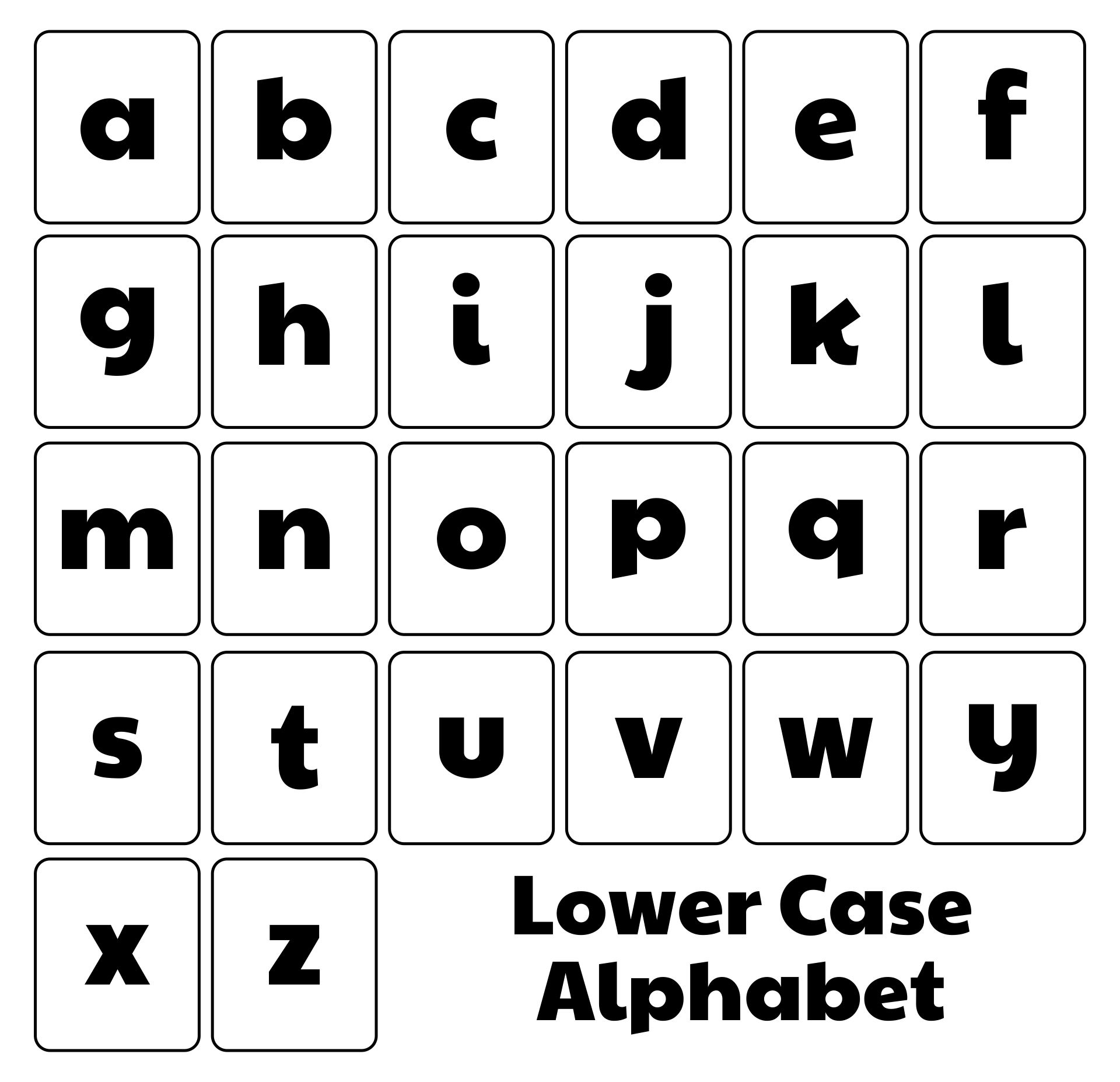 Letter Lower Case Alphabet Flash Cards Printable
