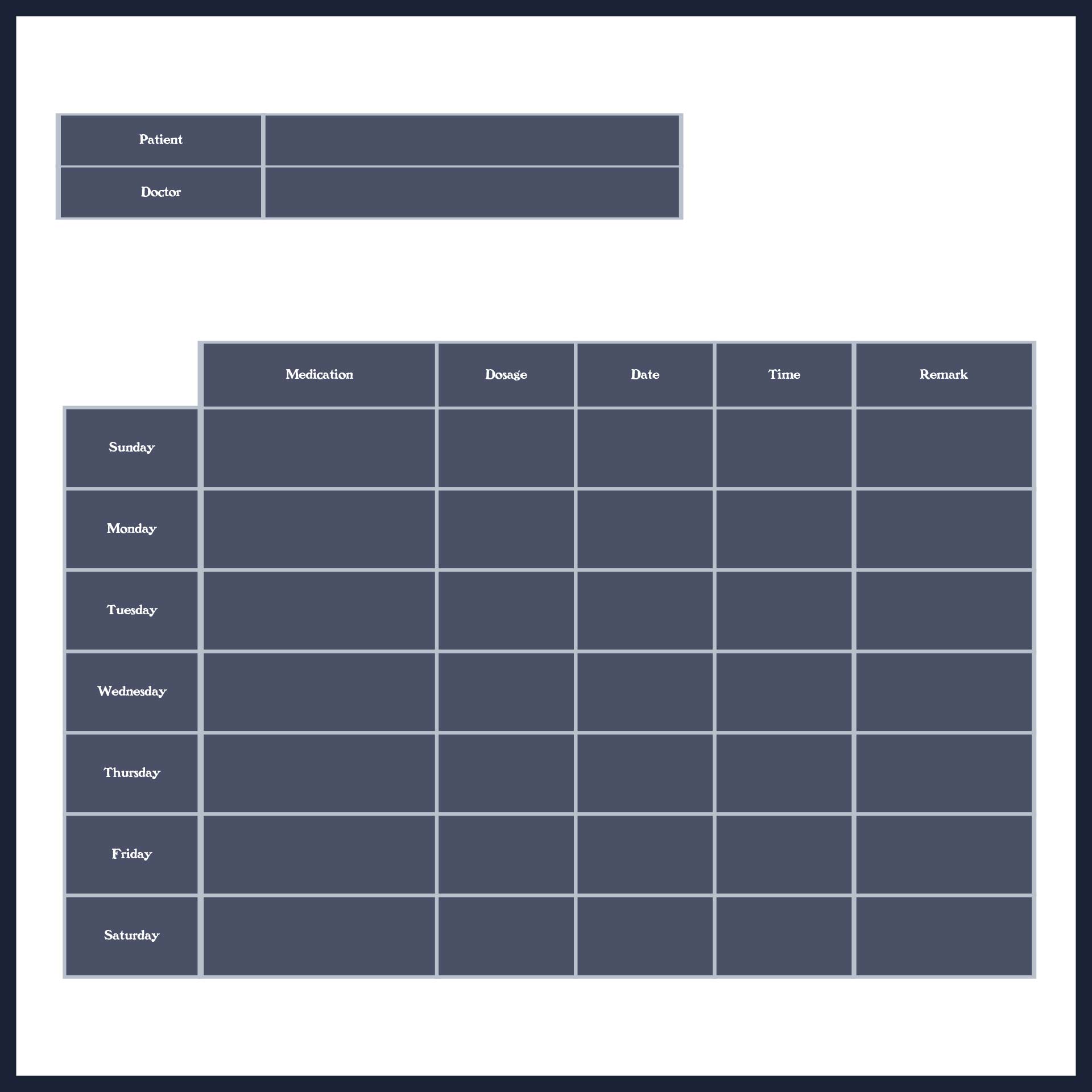 Printable Daily Medication Schedule Chart
