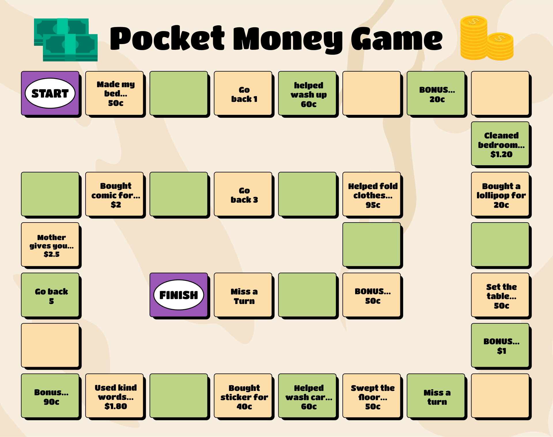 Printable Money Board Game