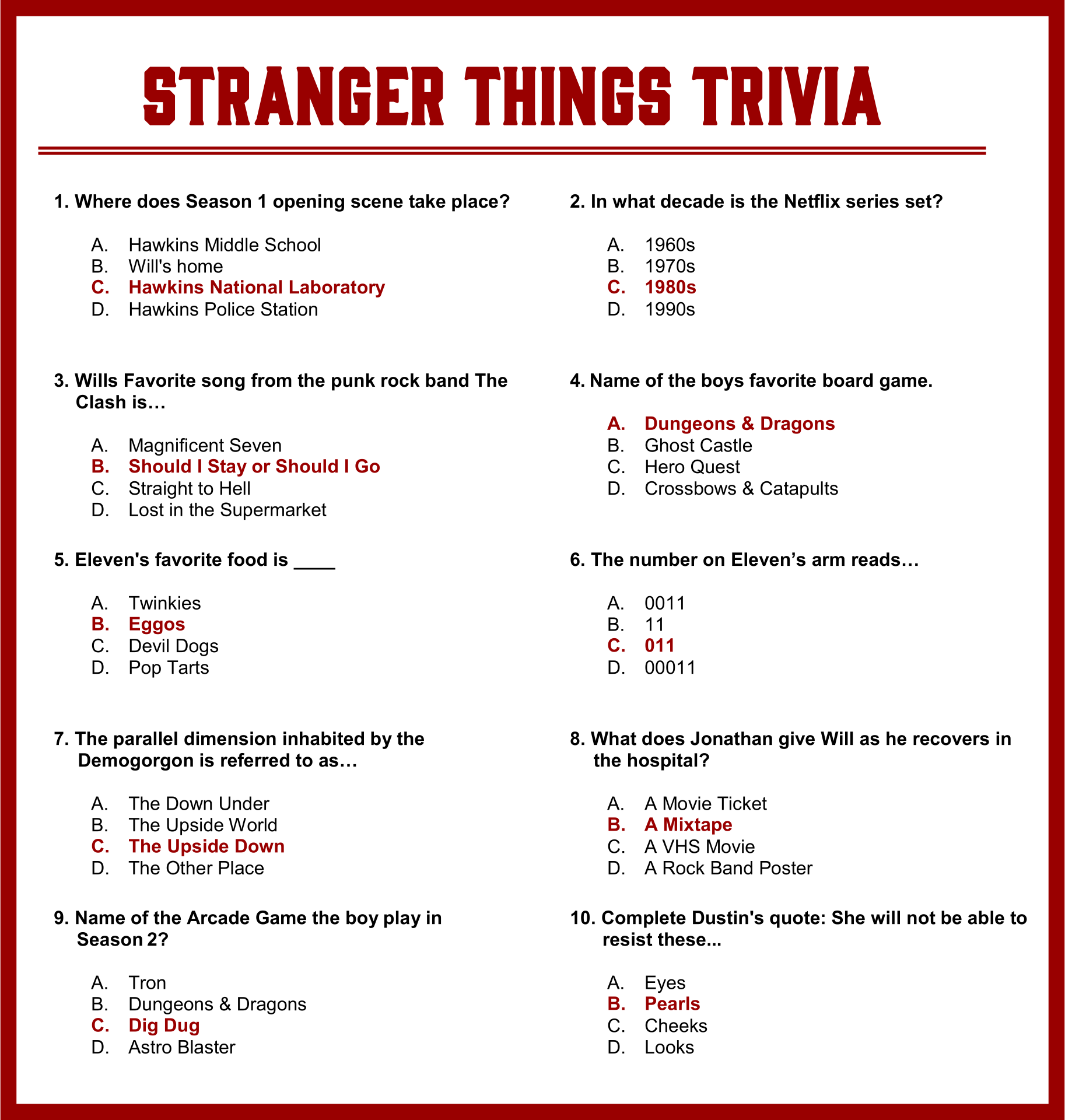 Free Printable Easy Trivia Questions And Answers Free Templates Printable