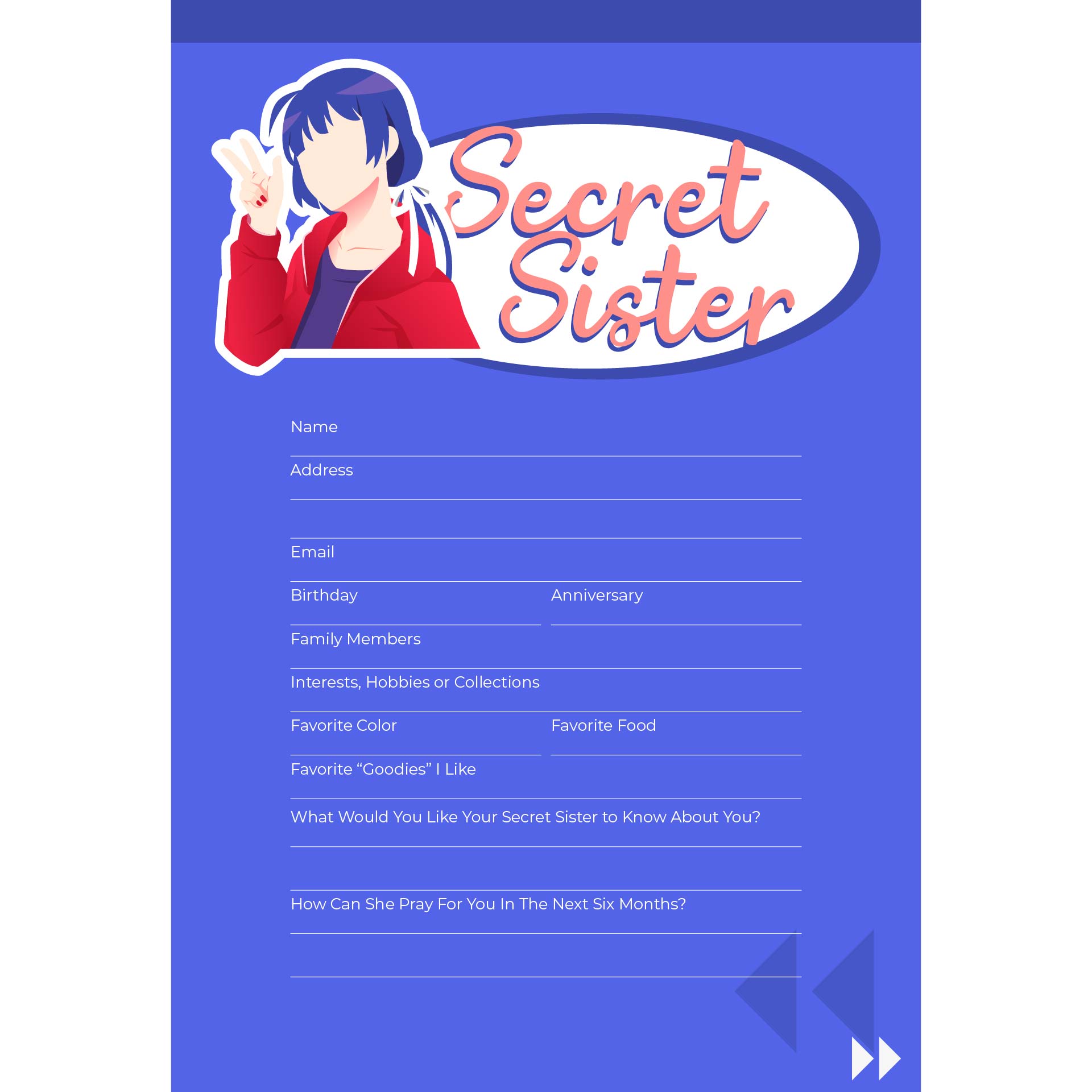 Secret Sister Form Template