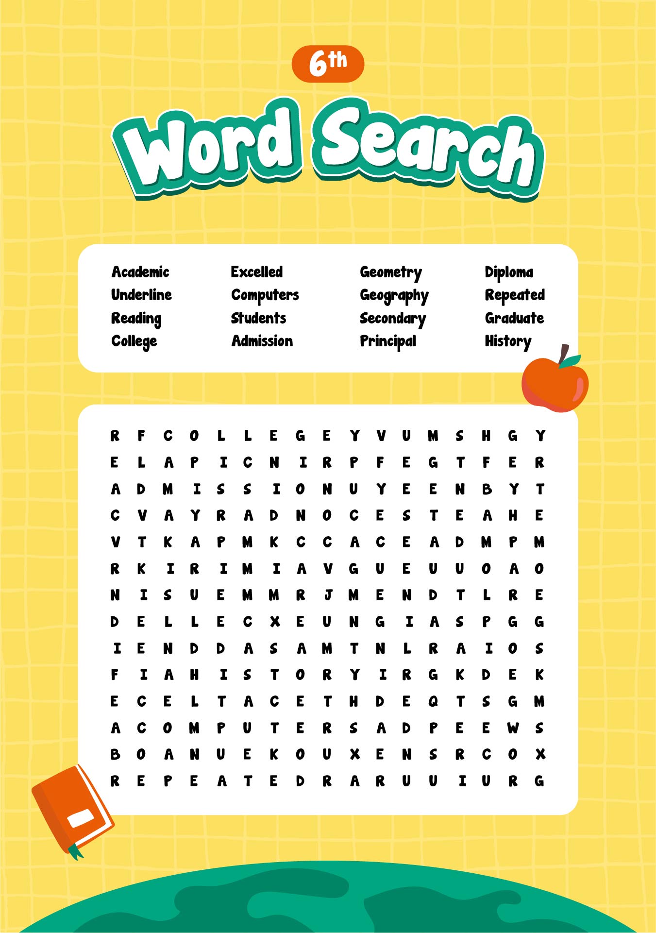 6th Grade Word Search Puzzles