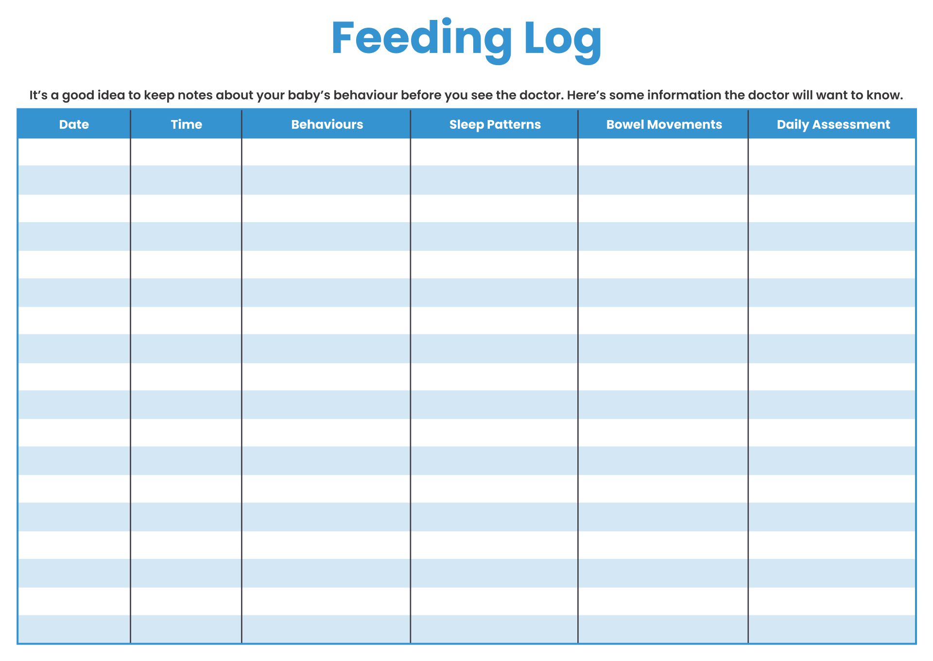 Printable Diaper-Changing Log