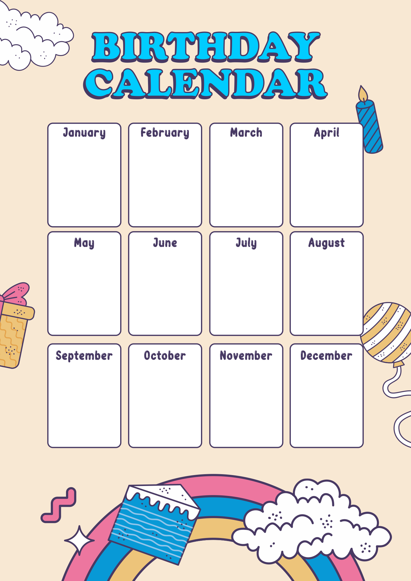 10 Best Printable Birthday Chart Pdf For Free At Printablee