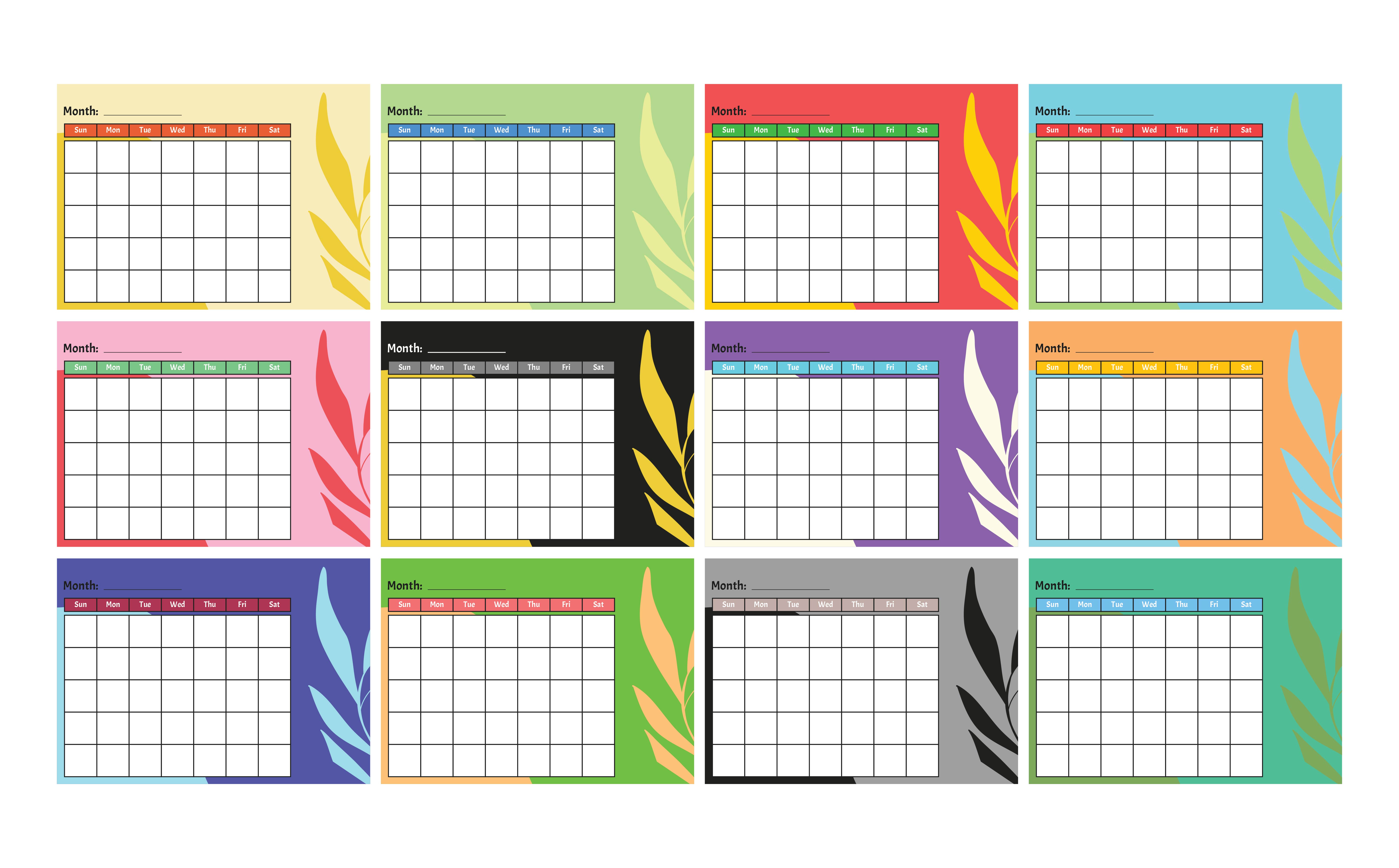 7 best kindergarten monthly calendar printable