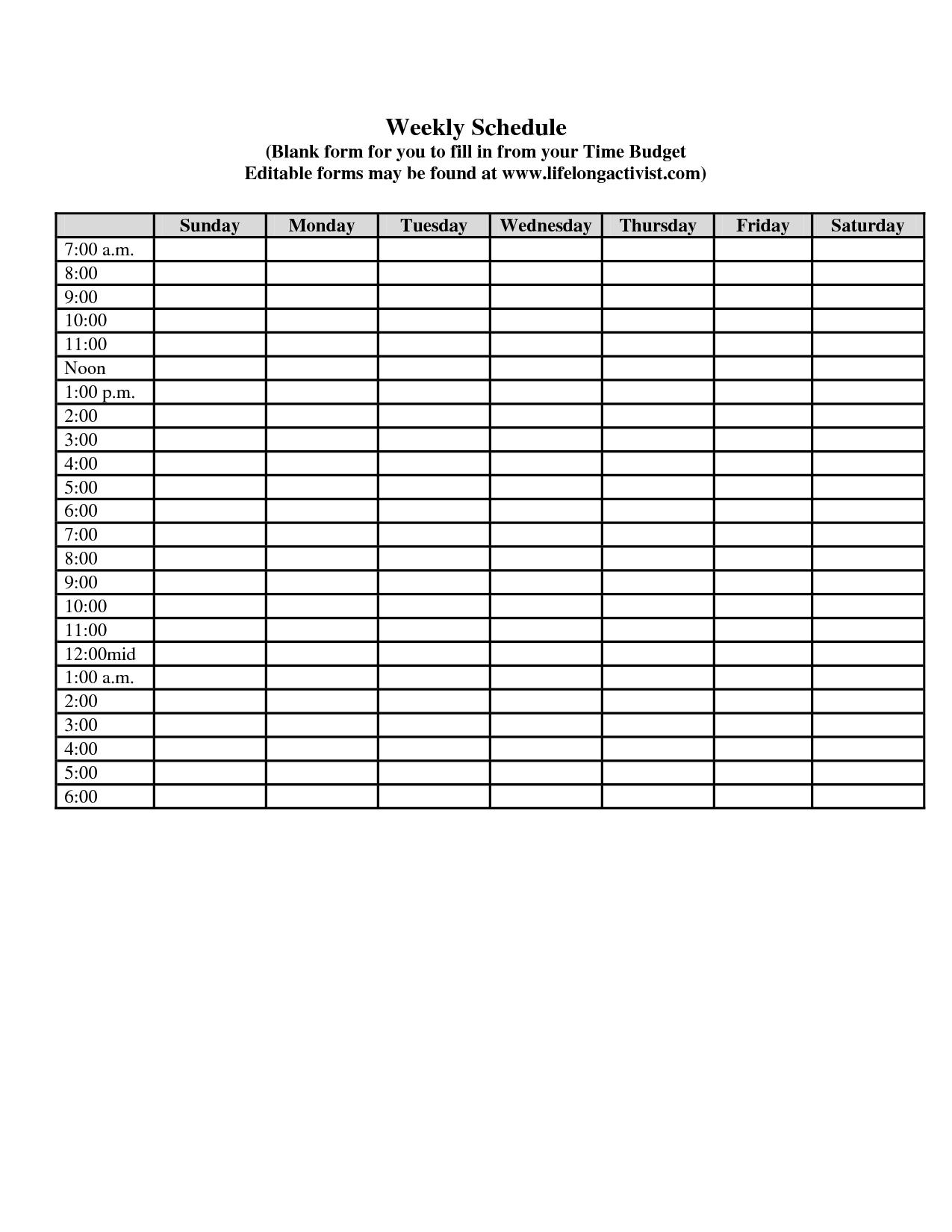 Weekly Employee Schedule Template Pdf - PDF Template