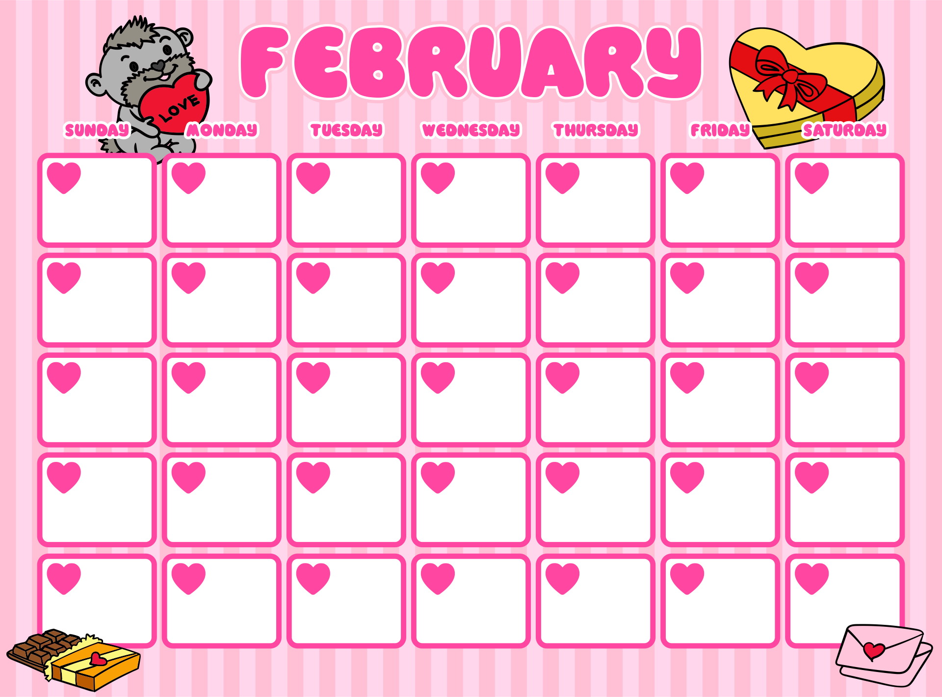Cute February 2015 Calendar Printable Free