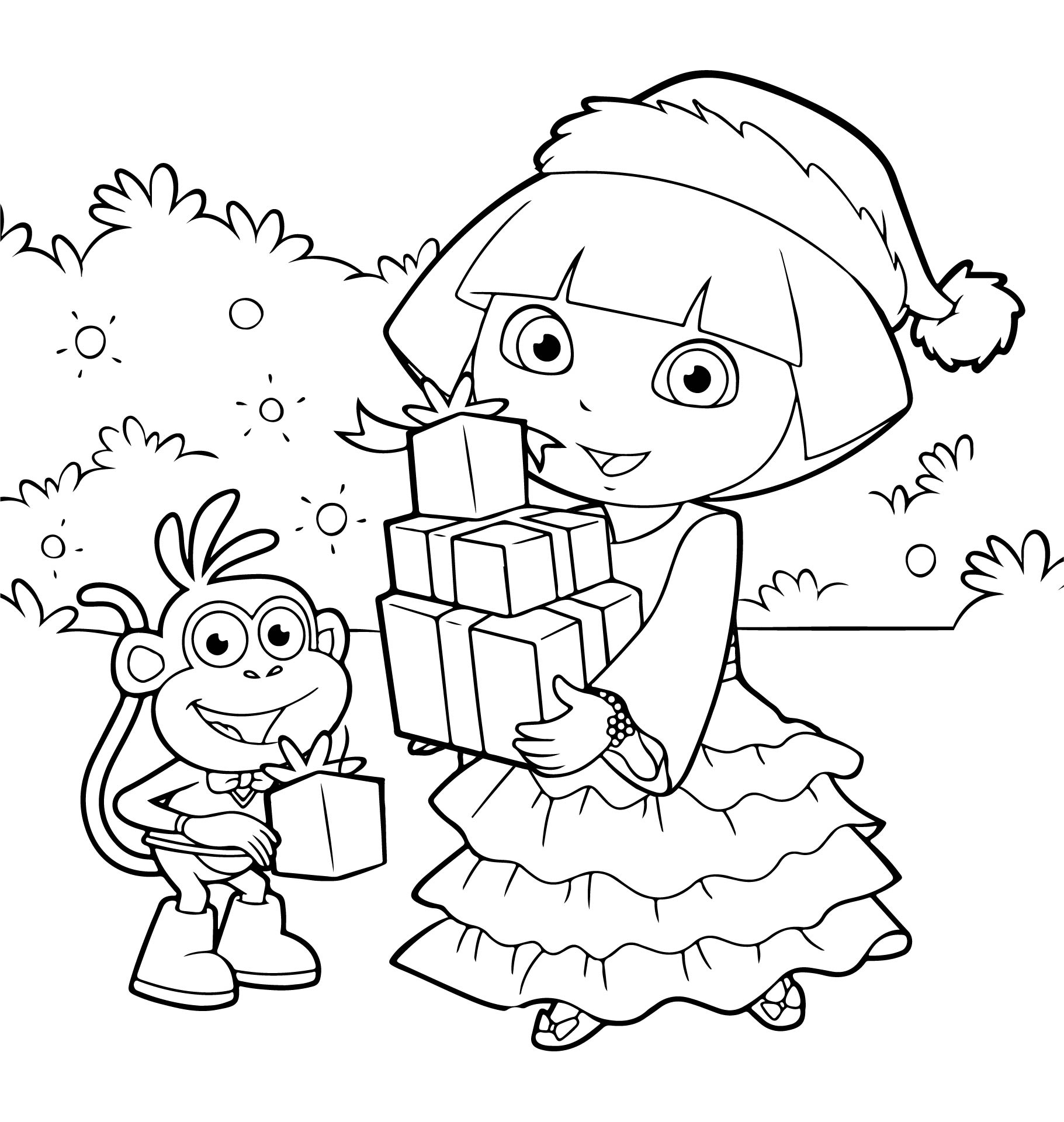 Dora Christmas Coloring Pages Printable