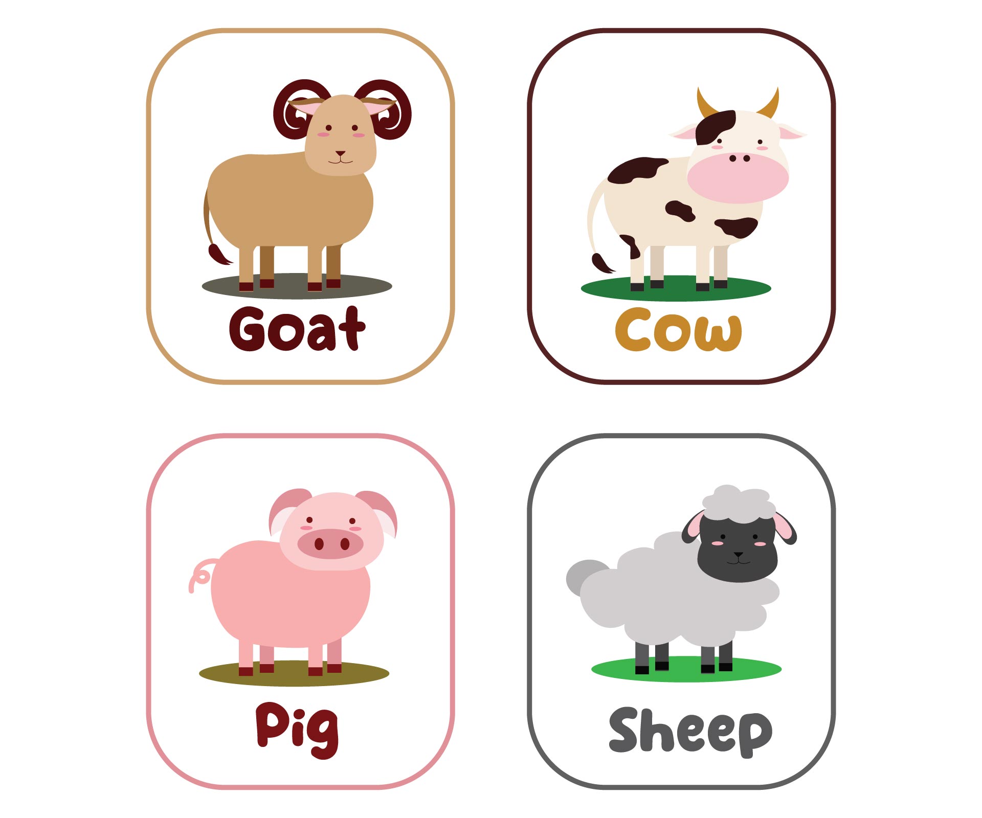 Great For Parents or Teachers! Printable Farm Animals Flashcards Paper