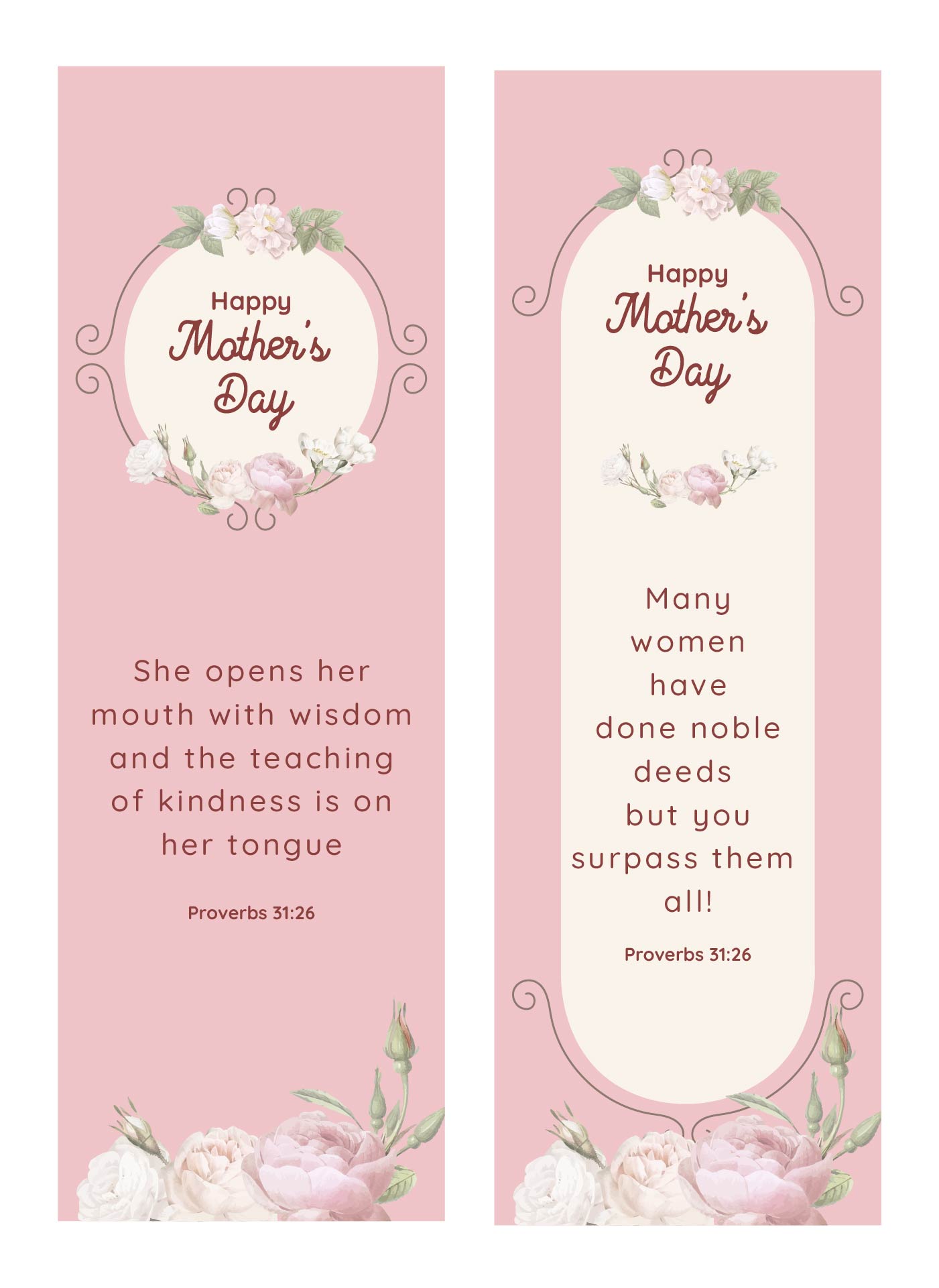 Printable Bookmarks for Mothers Day Templates