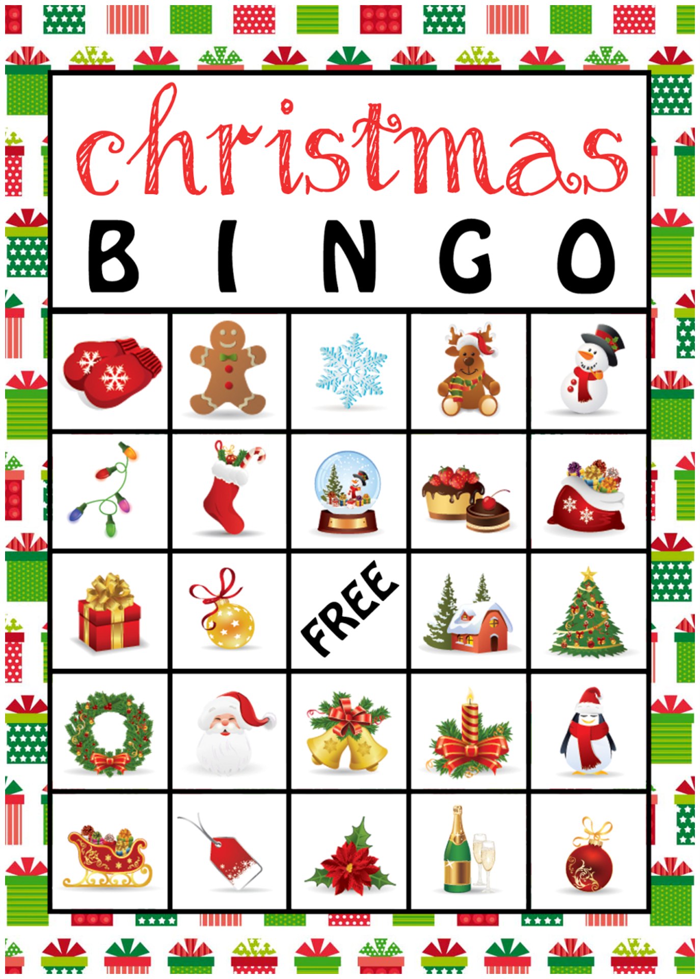 Printable Christmas Bingo Cards Words