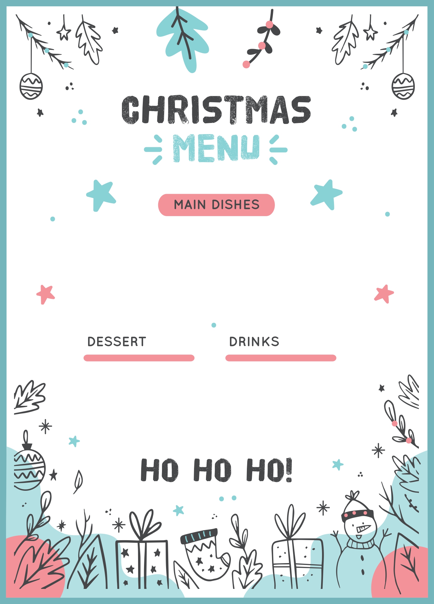 Christmas Menu Printable Template Free Printable Form Templates And 