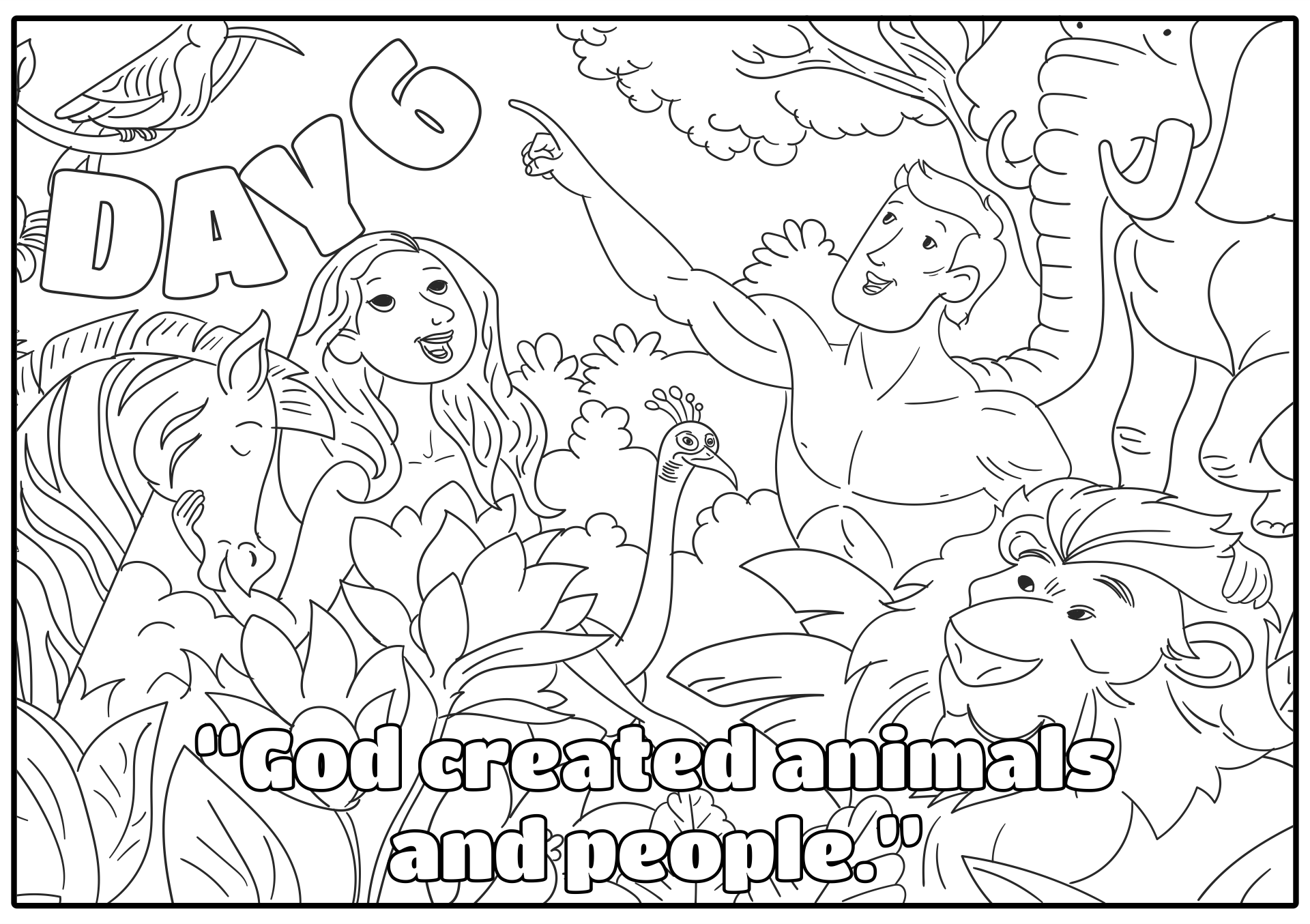 Gods 6 Days of Creation Coloring Pages
