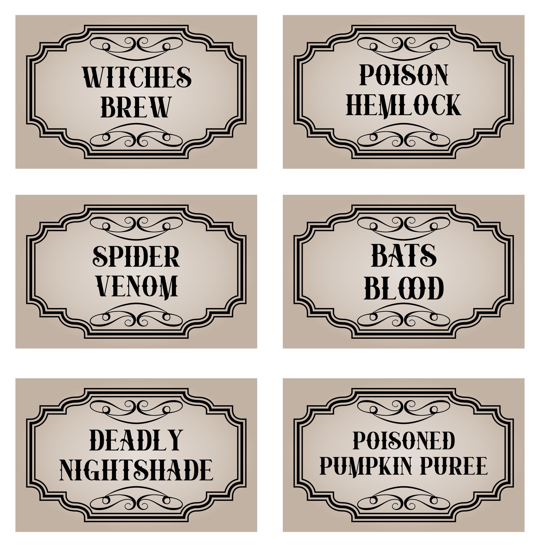Halloween Witch Potion Labels Printable