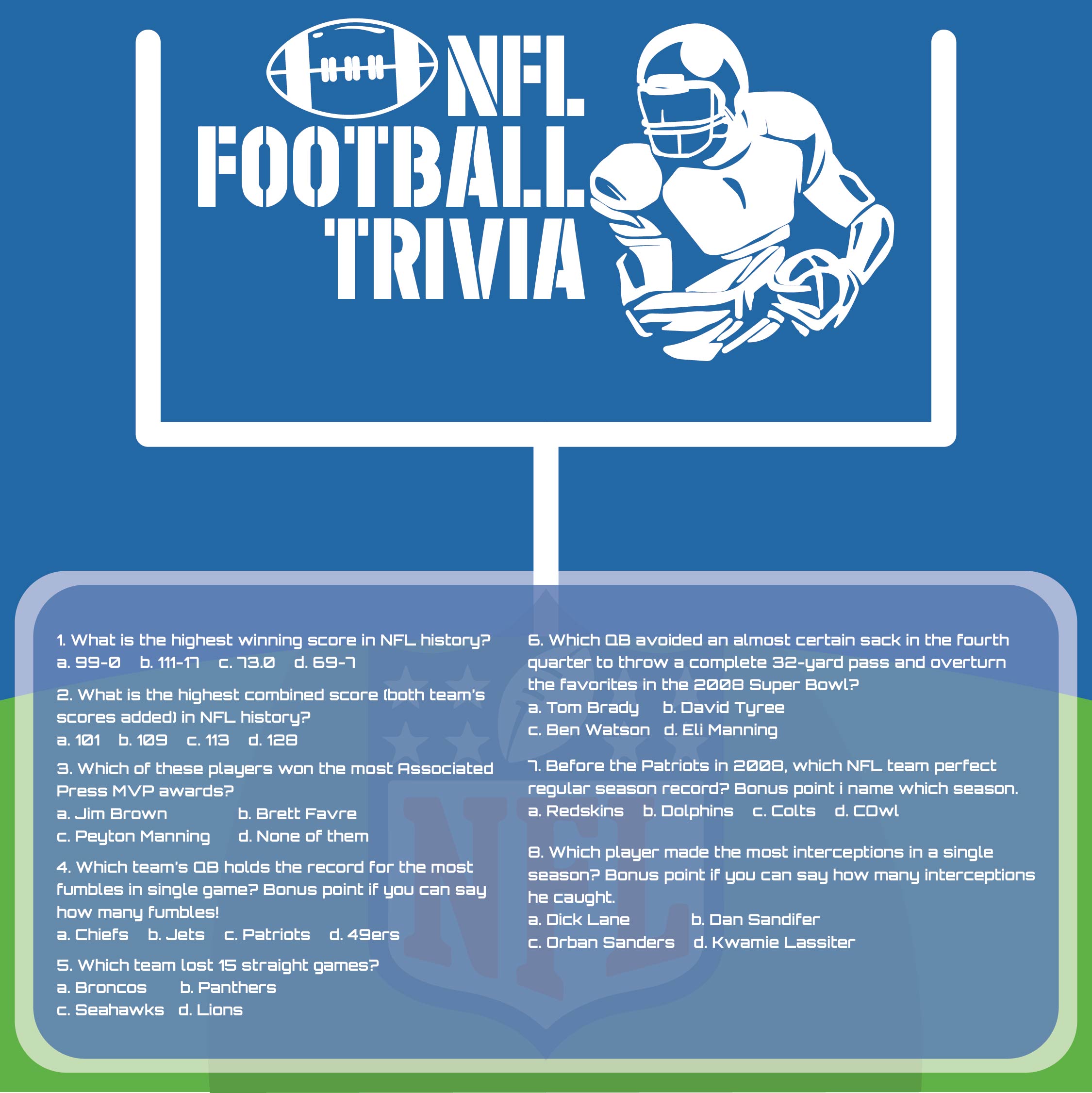 NFL Football Trivia Questions and Answers
