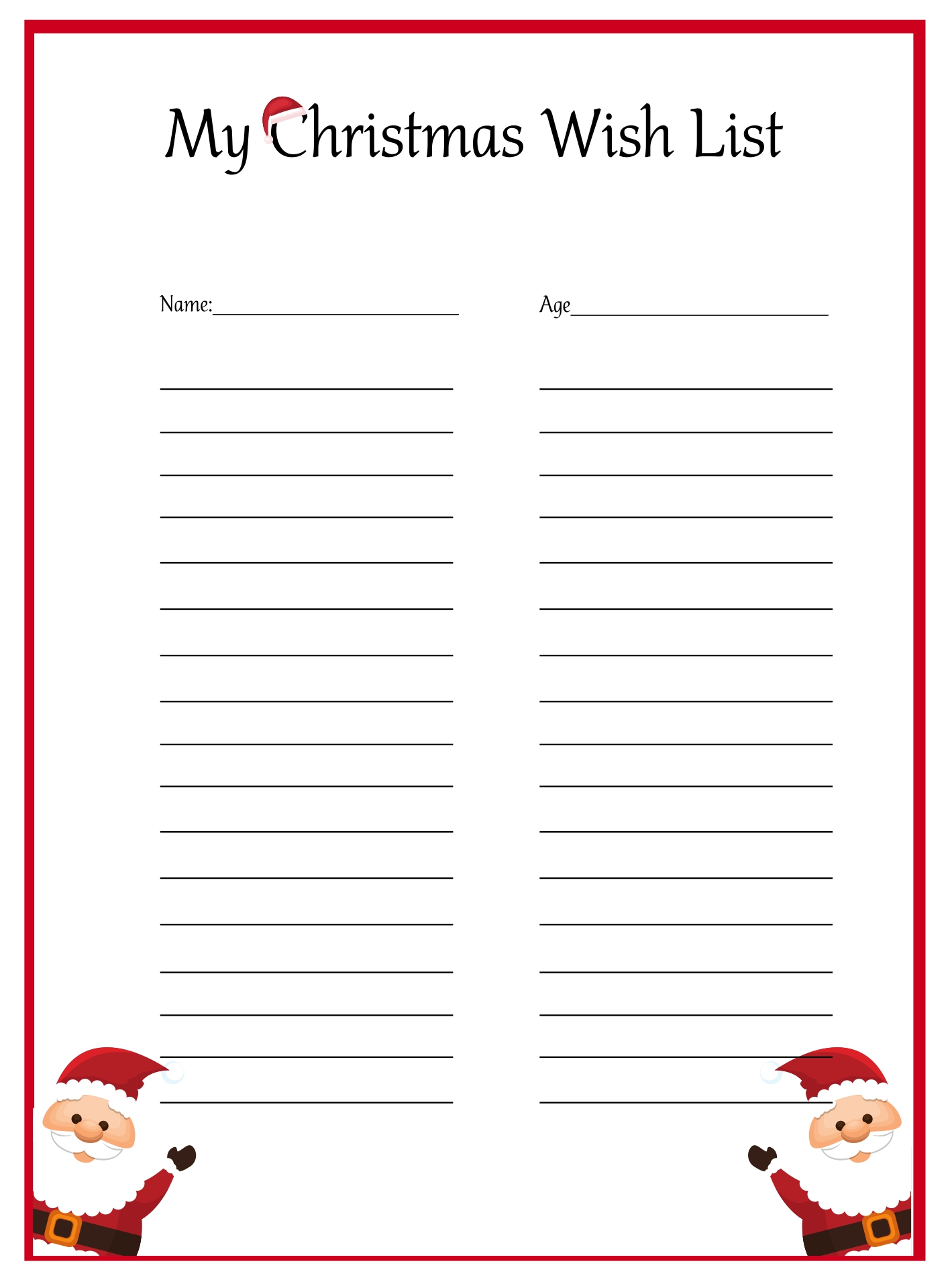 Christmas Wish List Google Doc Template