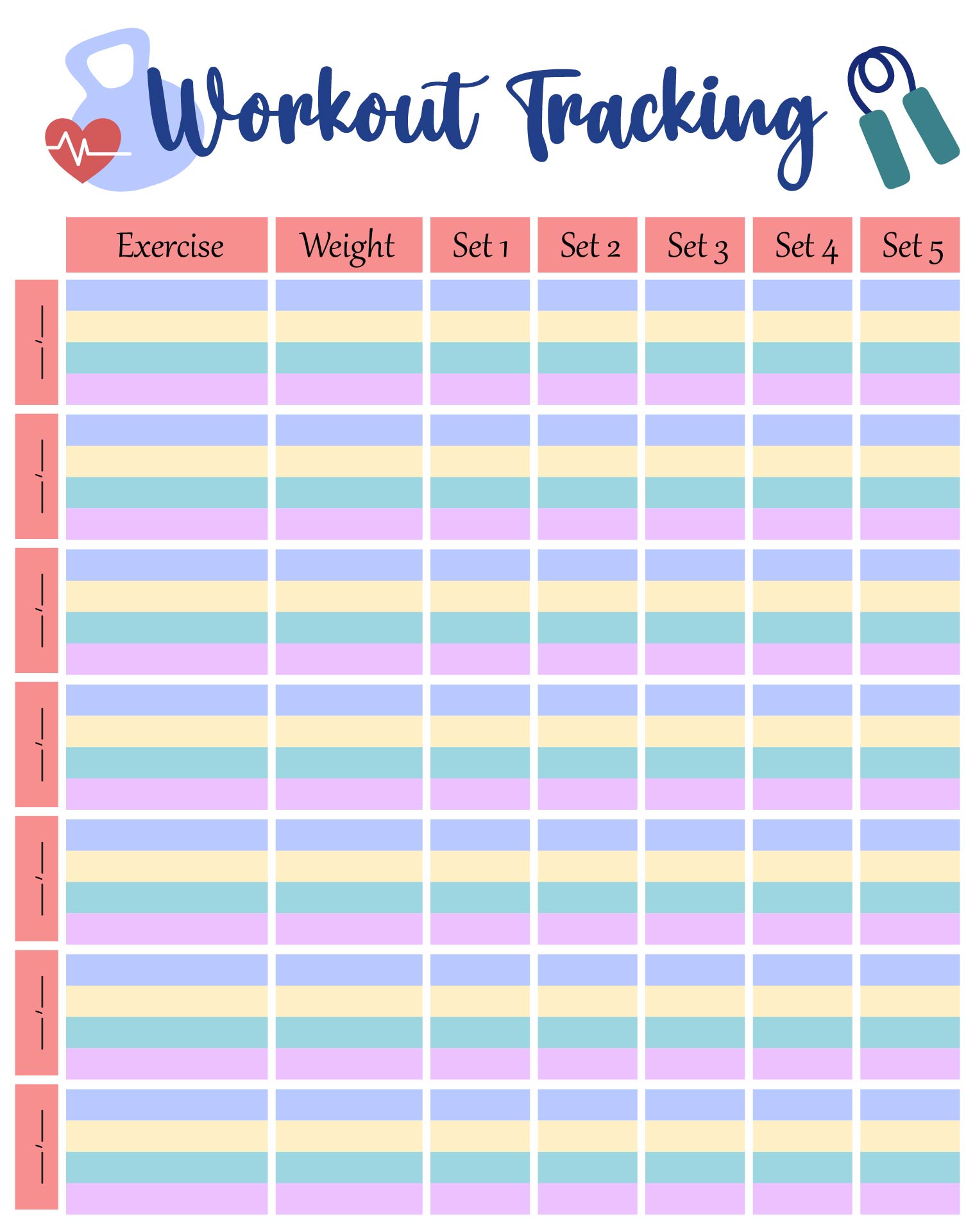 Printable Workout Tracking