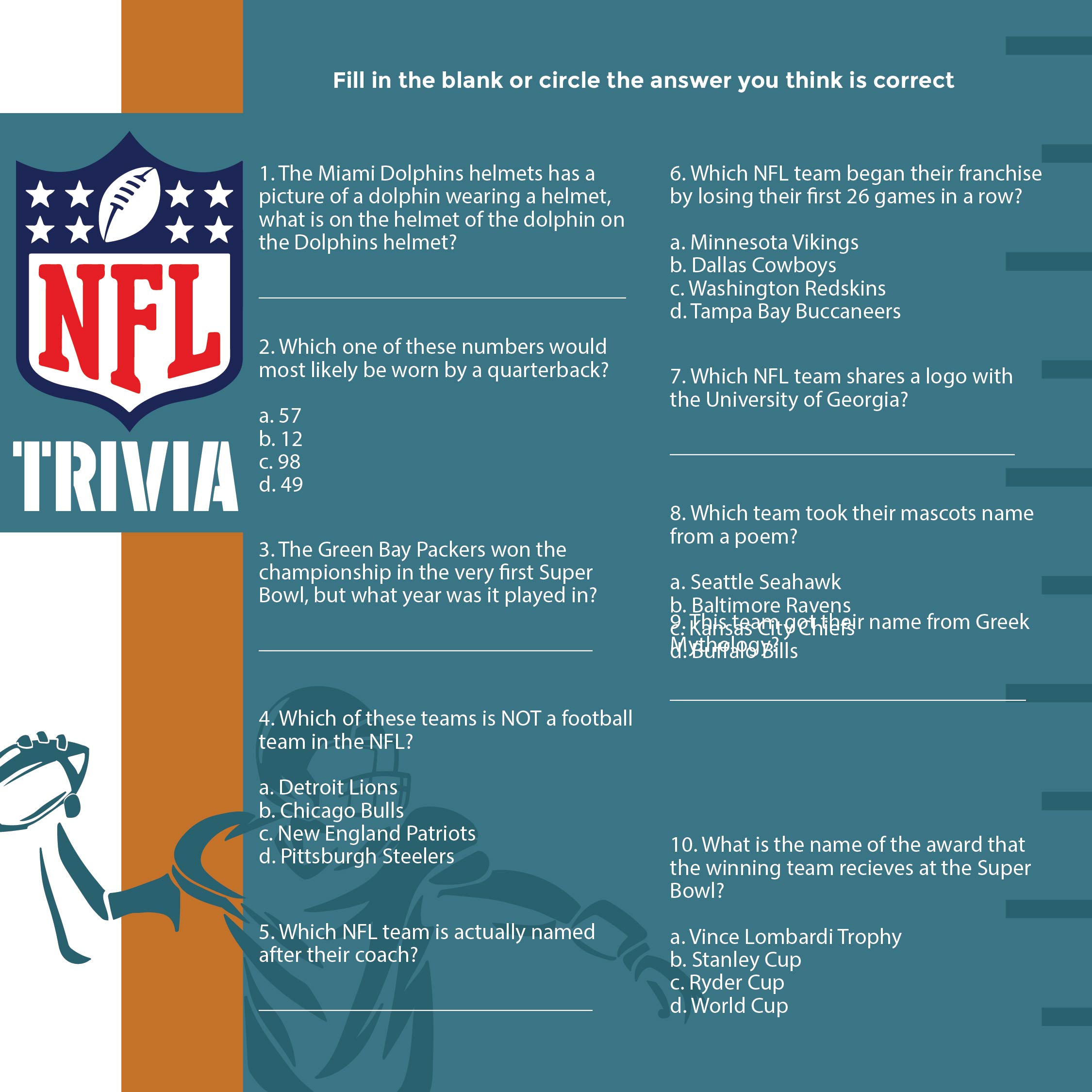 Printable NFL Trivia Questions and Answers